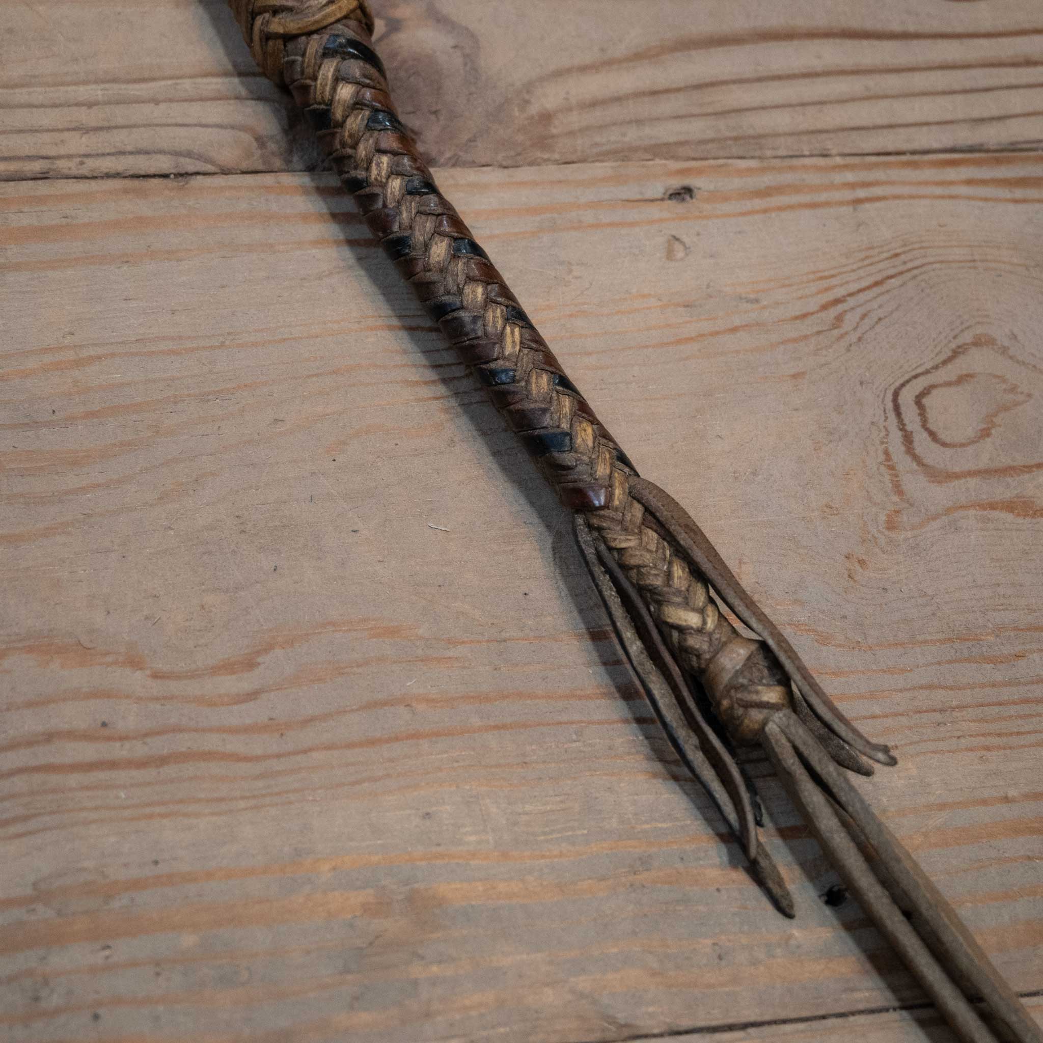 Vintage Braided 24" Rawhide & Leather Quirt - Image 3