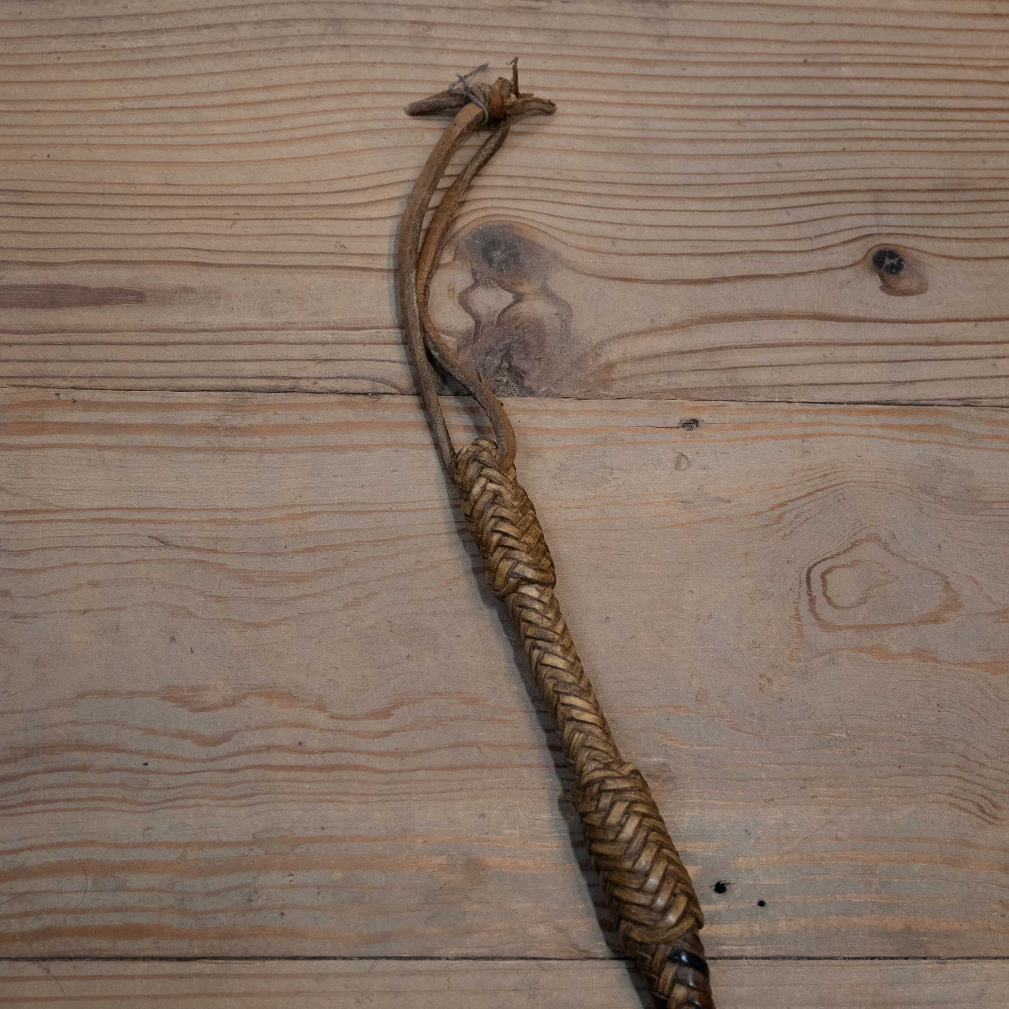 Vintage Braided 24" Rawhide & Leather Quirt - Image 4