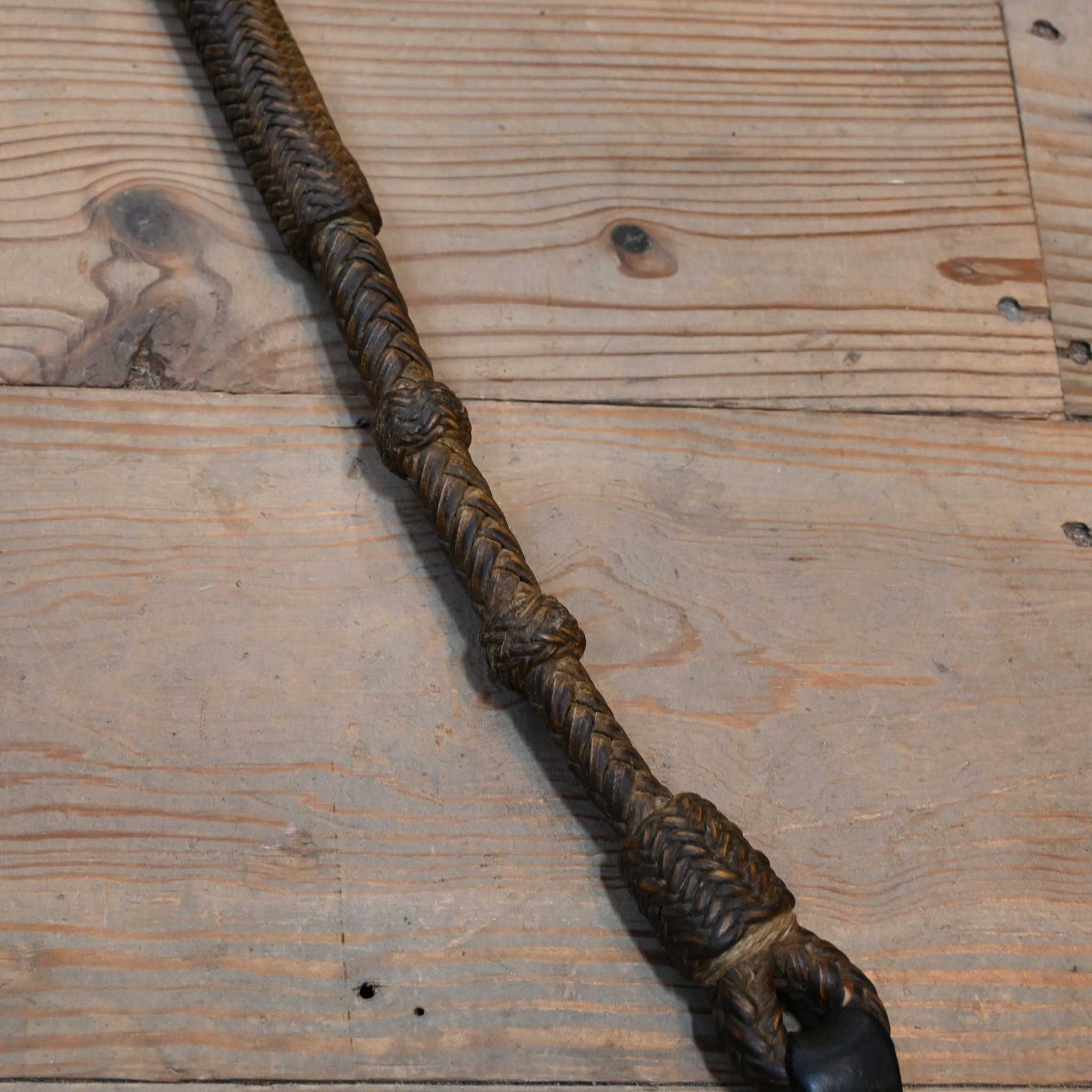 Vintage Leather & Rawhide 27" Quirt - Image 3