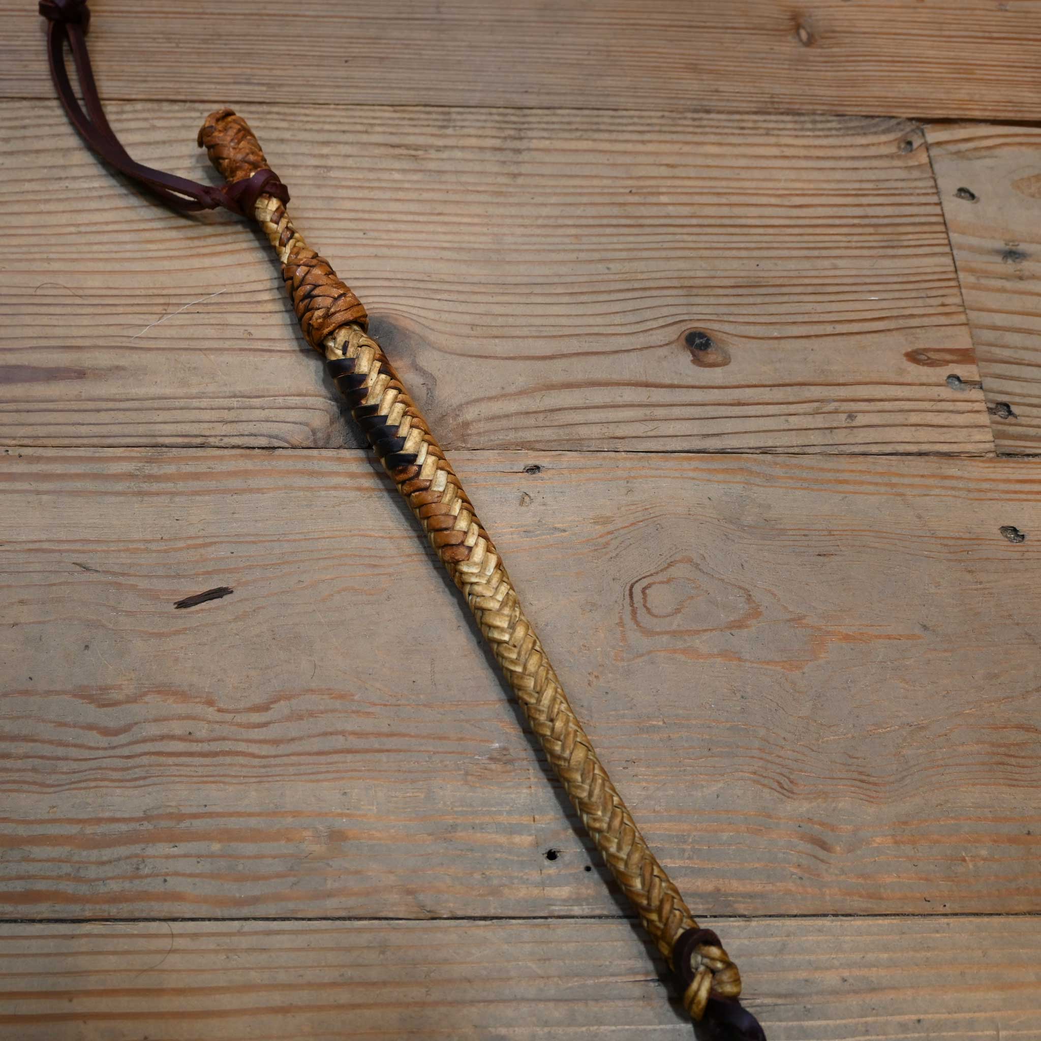 Vintage Braided Rawhide & Leather 26" Quirt - Image 2