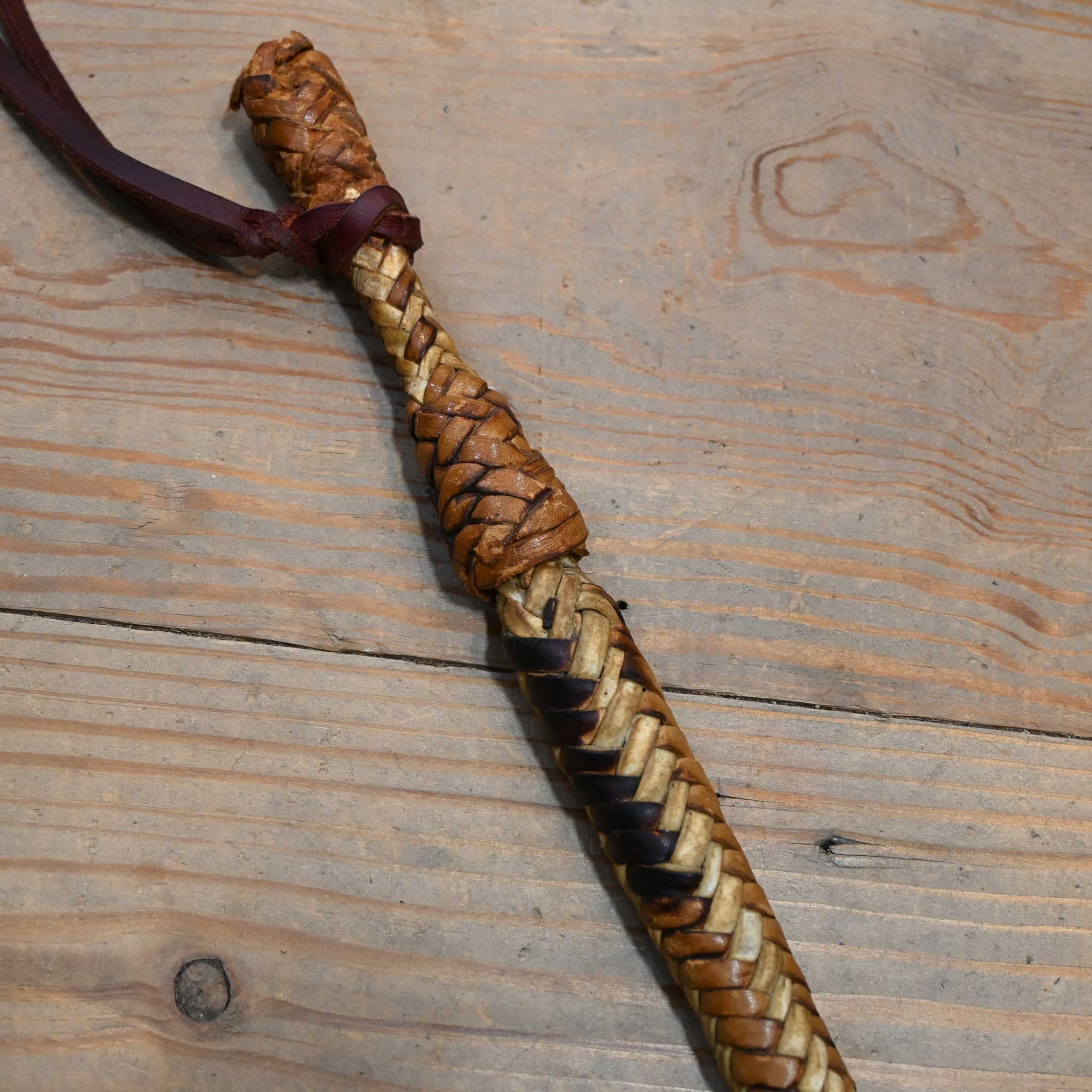 Vintage Braided Rawhide & Leather 26" Quirt - Image 3