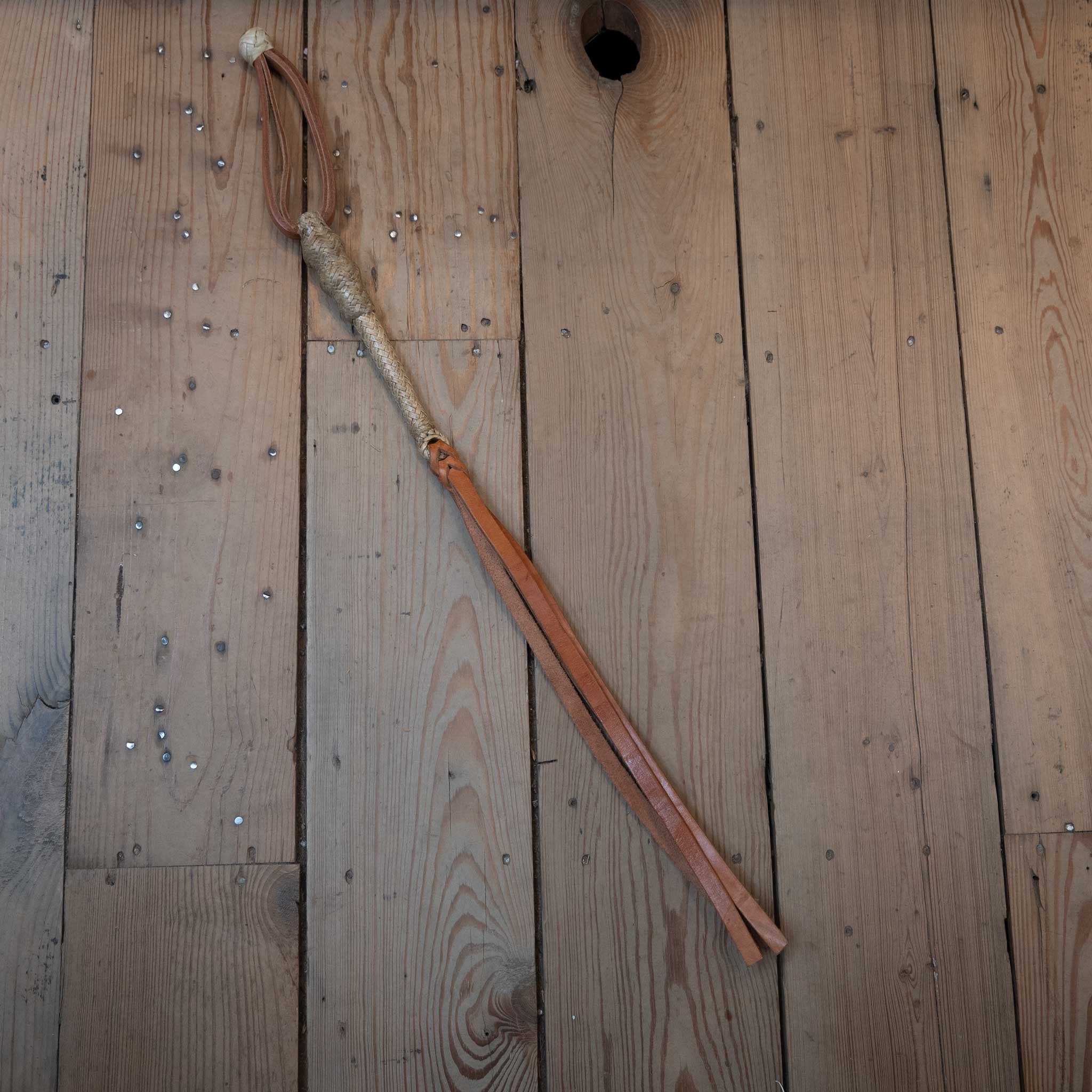 Vintage 27" Braided Rawhide & Leather Quirt