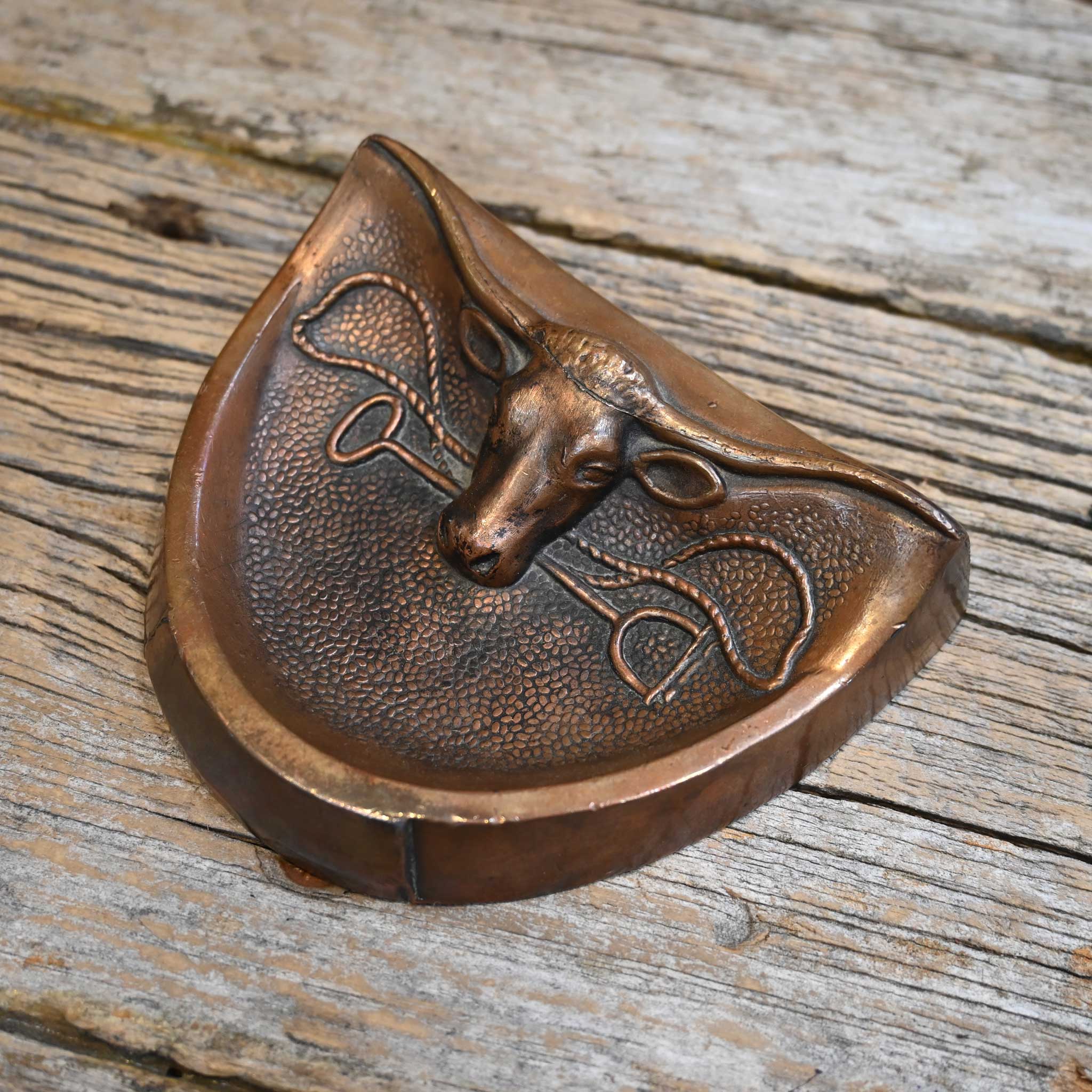Vintage Brass Longhorn Ashtray - Image 2