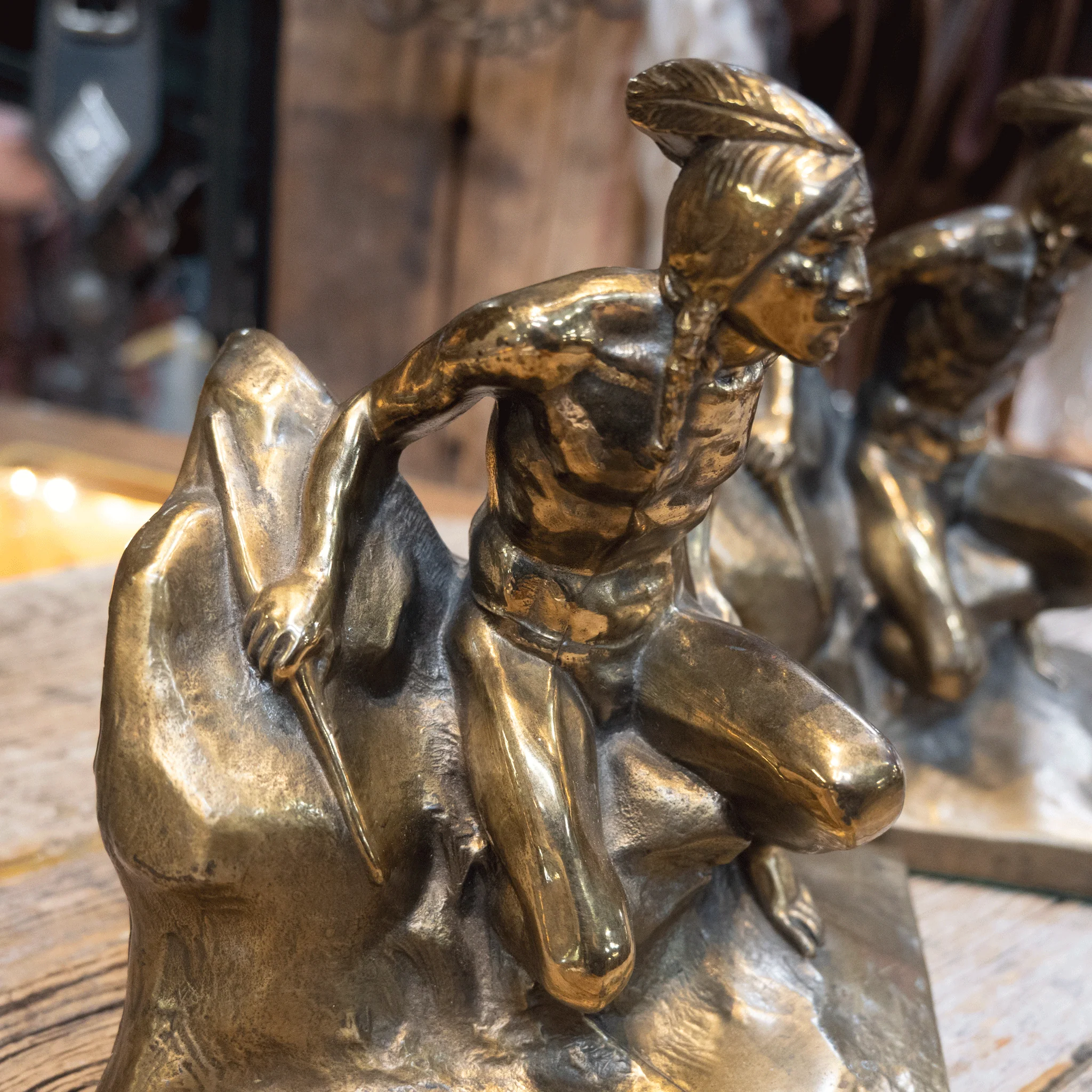Vintage Bronze Indian Scout Bookends - Image 2