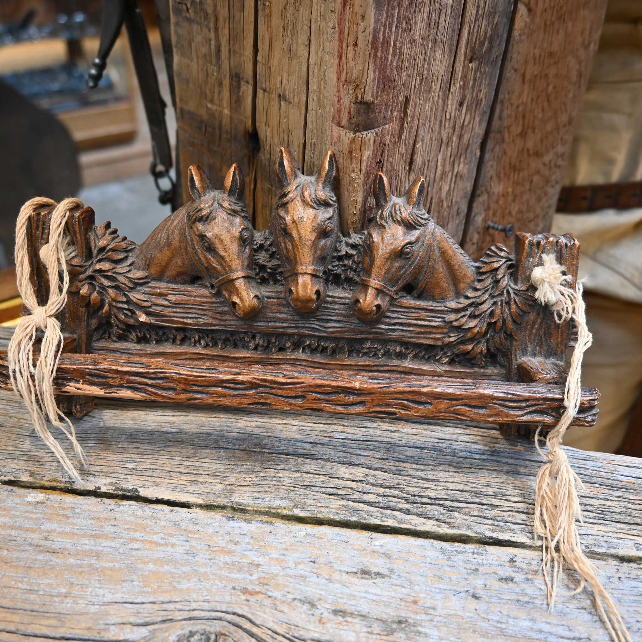 Vintage Carved Wood Horse Head Towel Hanger - Image 3