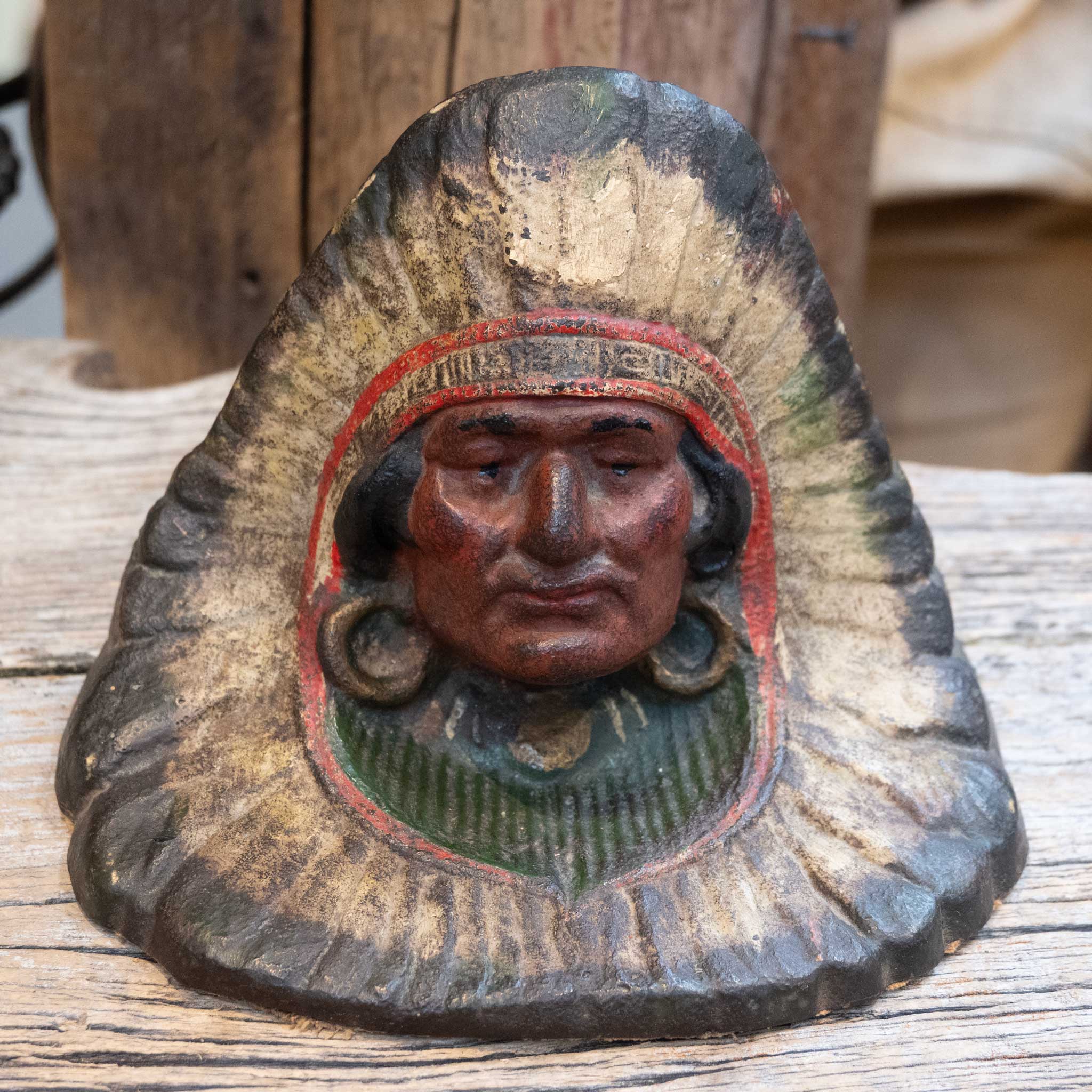 Vintage Cast Iron Indian Head Bookends - Image 2
