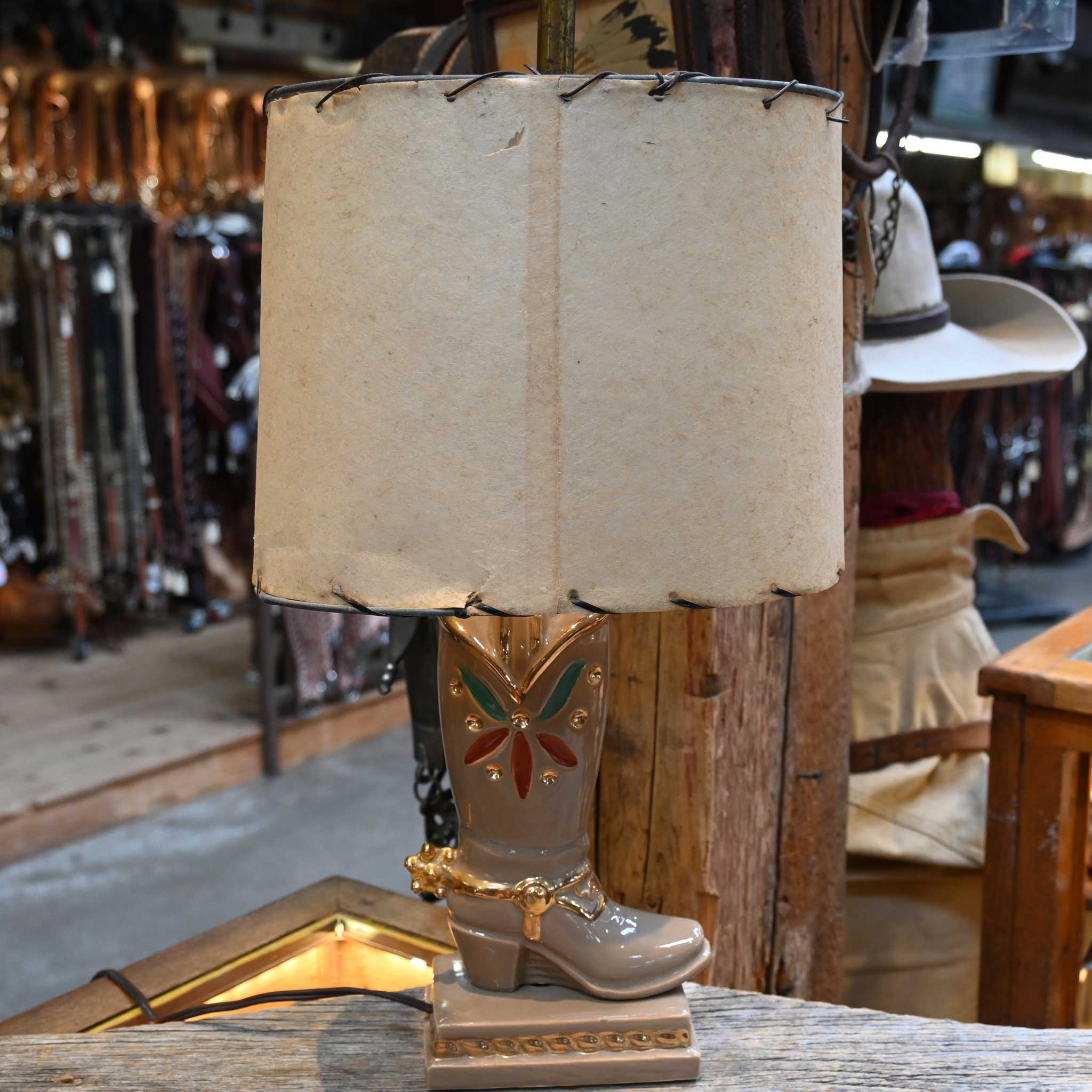 Vintage Ceramic Painted Boot Lamp w/ - Image 4