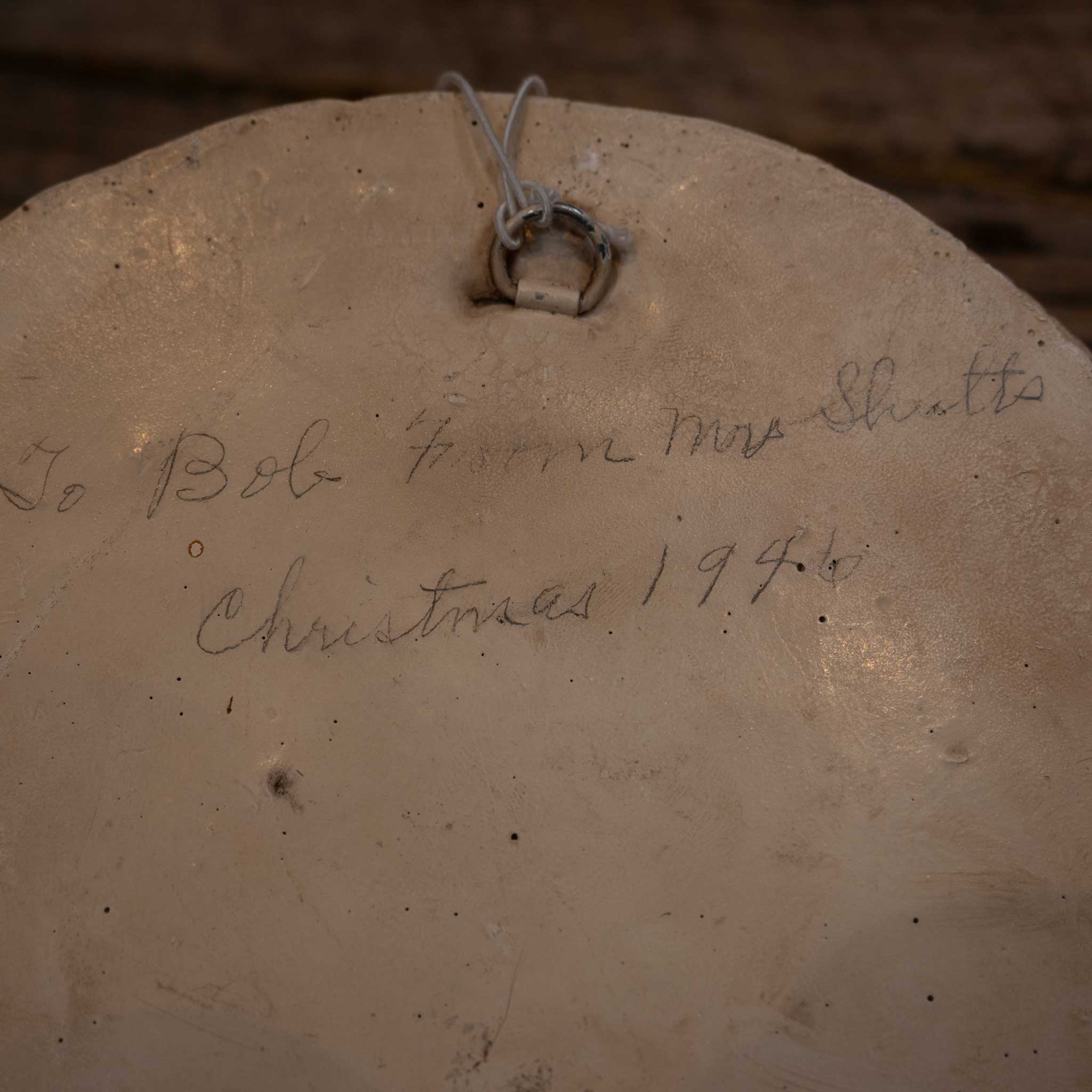 Vintage Chalkware Signed Cowboy Wall Hanger - Image 2