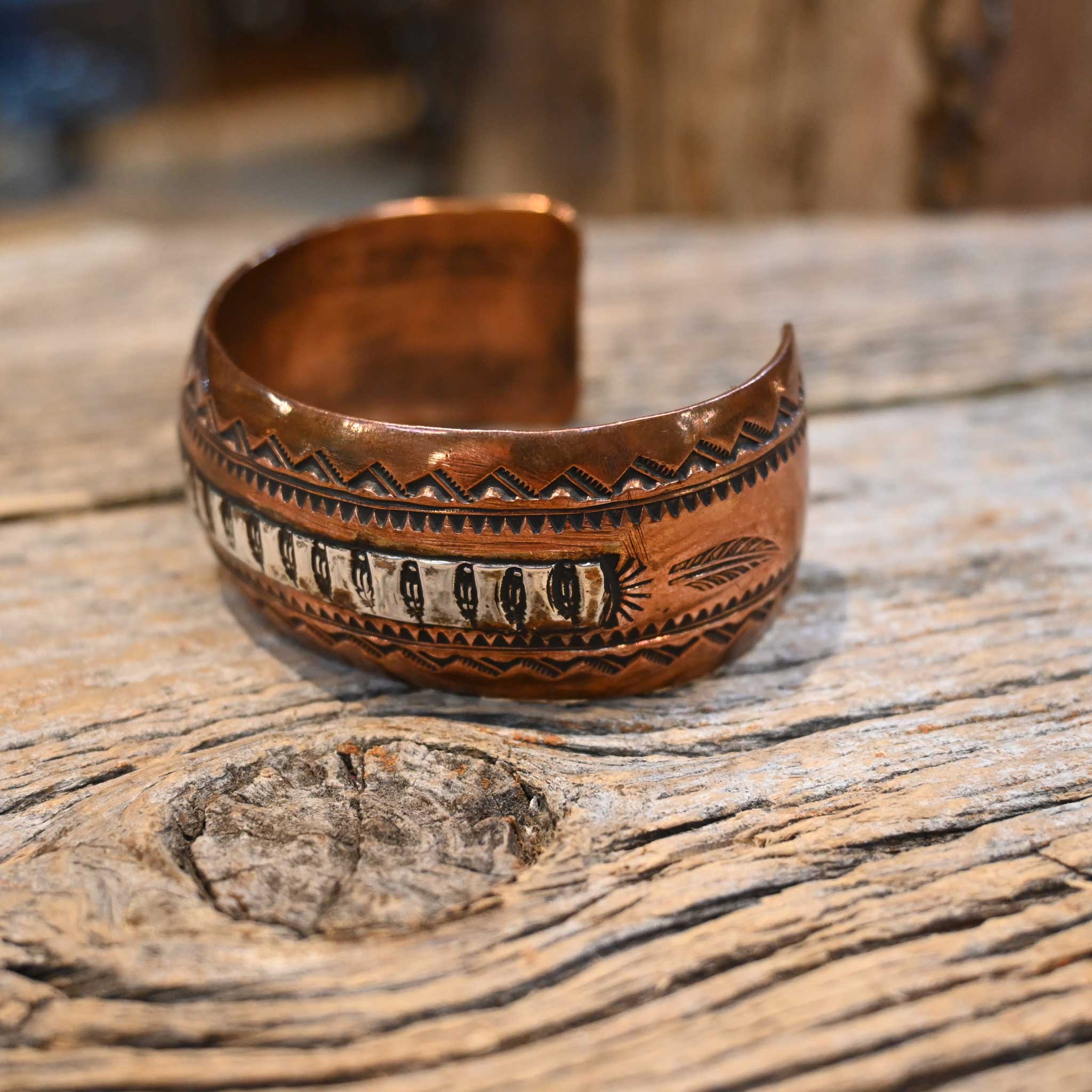 Vintage Copper Cuff w/ Sterling Silver Accents - Image 2