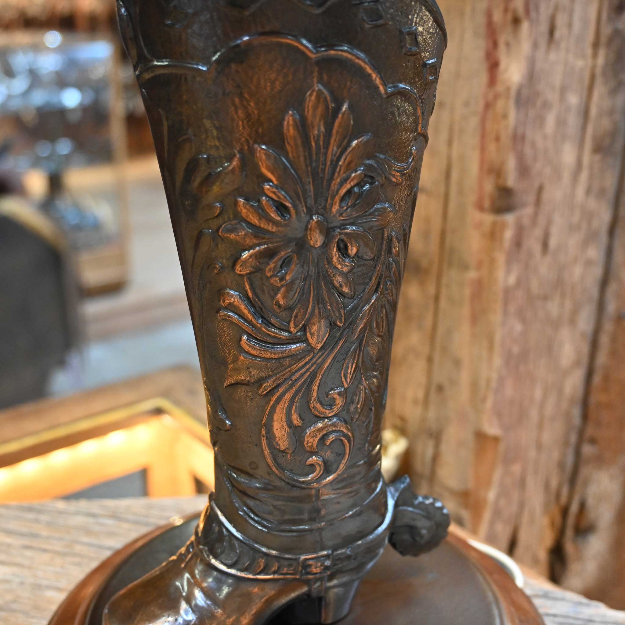 Vintage Copper Western Boot Lamp w/Shade - Image 3