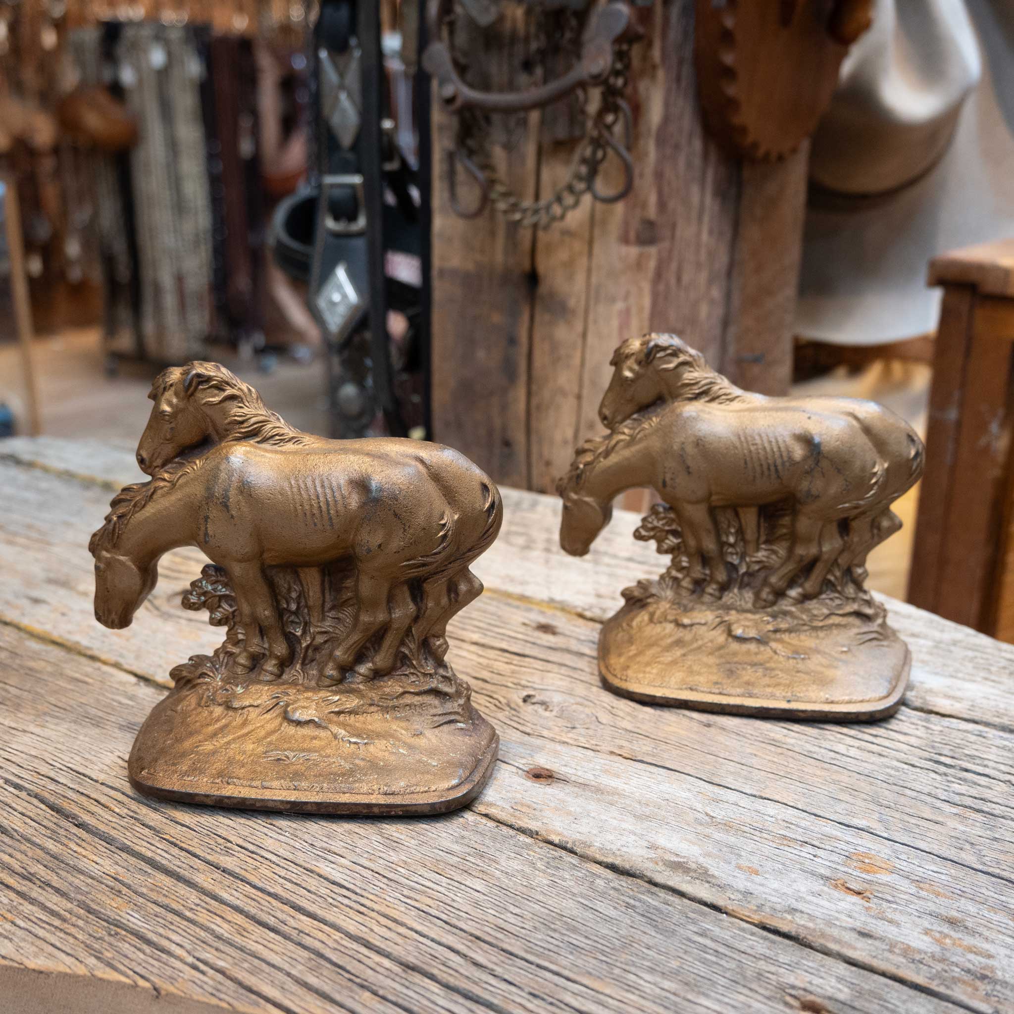 Antique Standing Horses Bookends