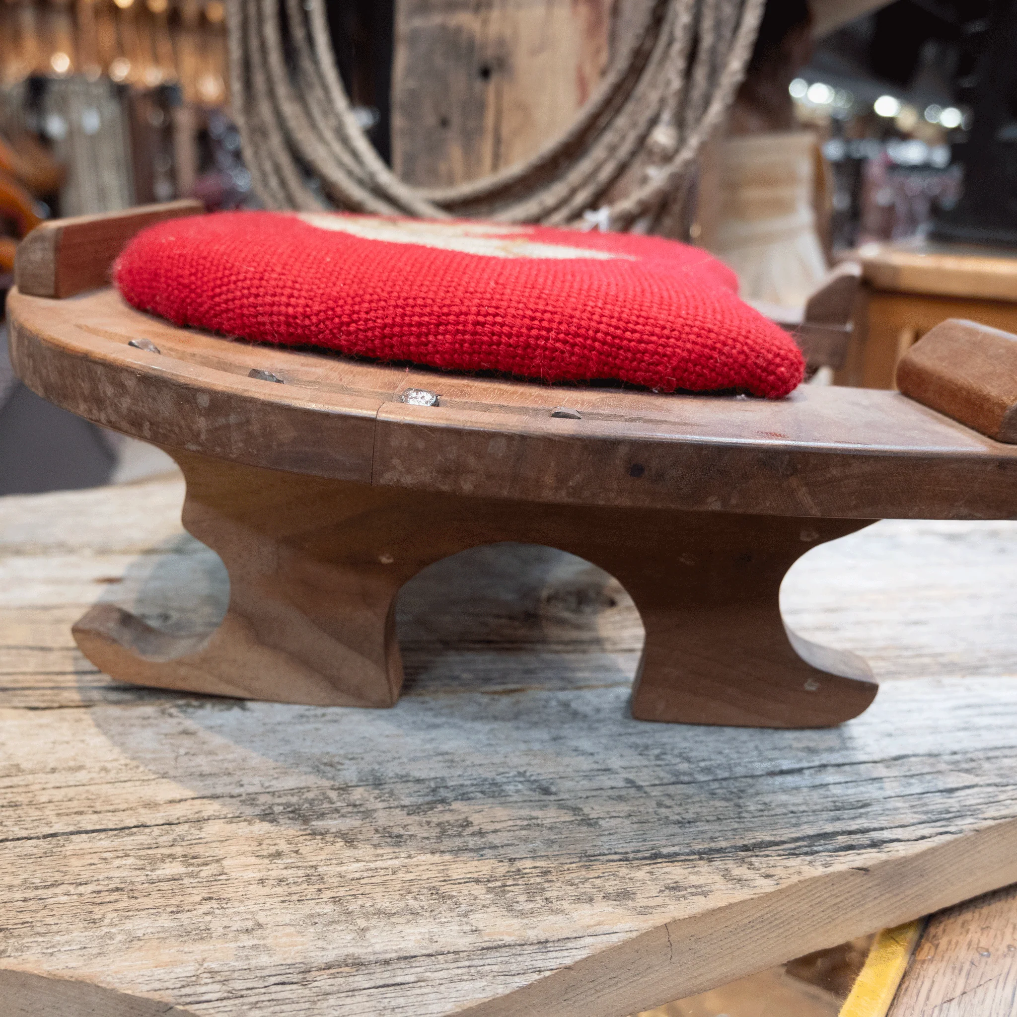 Vintage "Certain 74" Stool with Embroidered Horse - Image 4