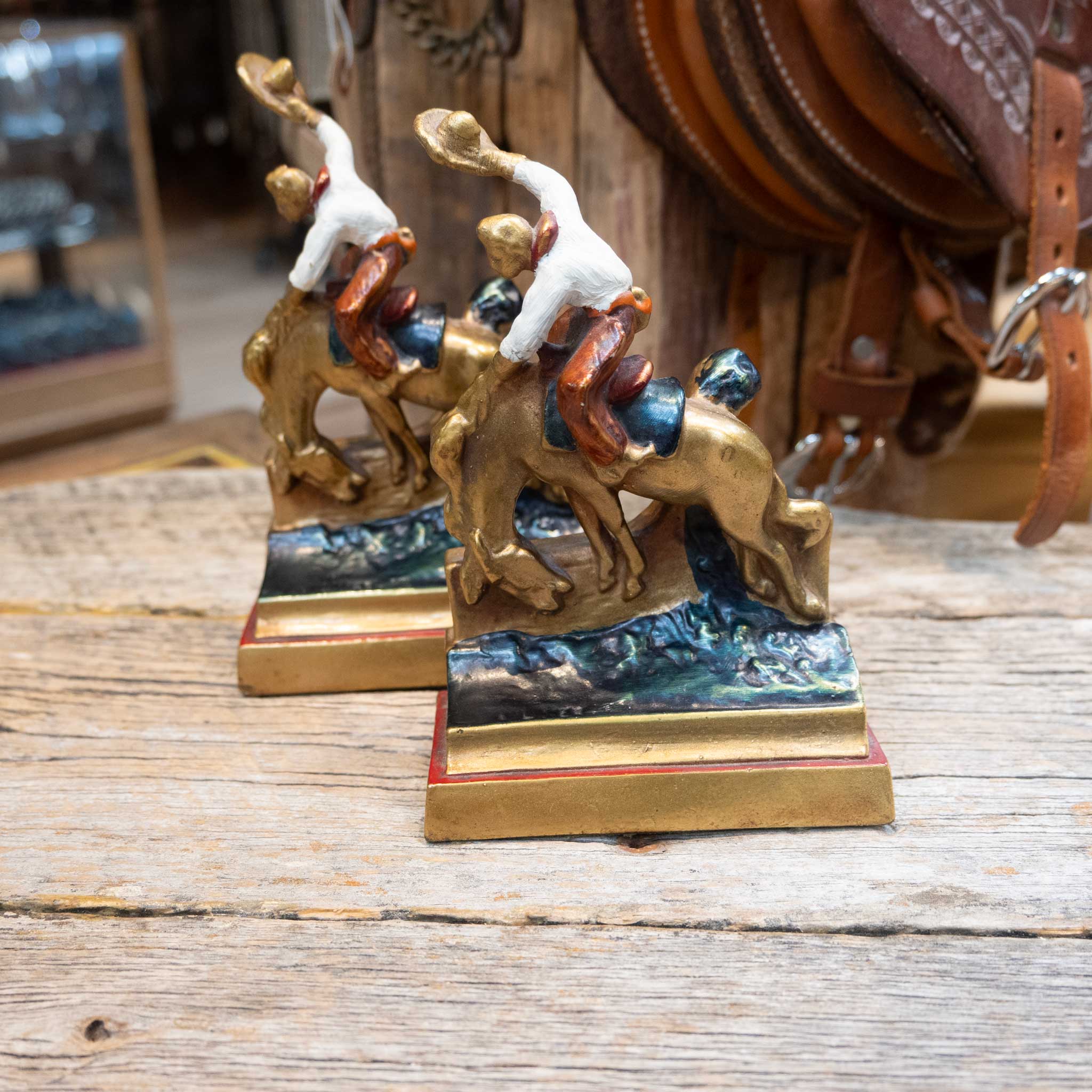 Armor Bronze by Master Craftsman Bucking Horse Bookends