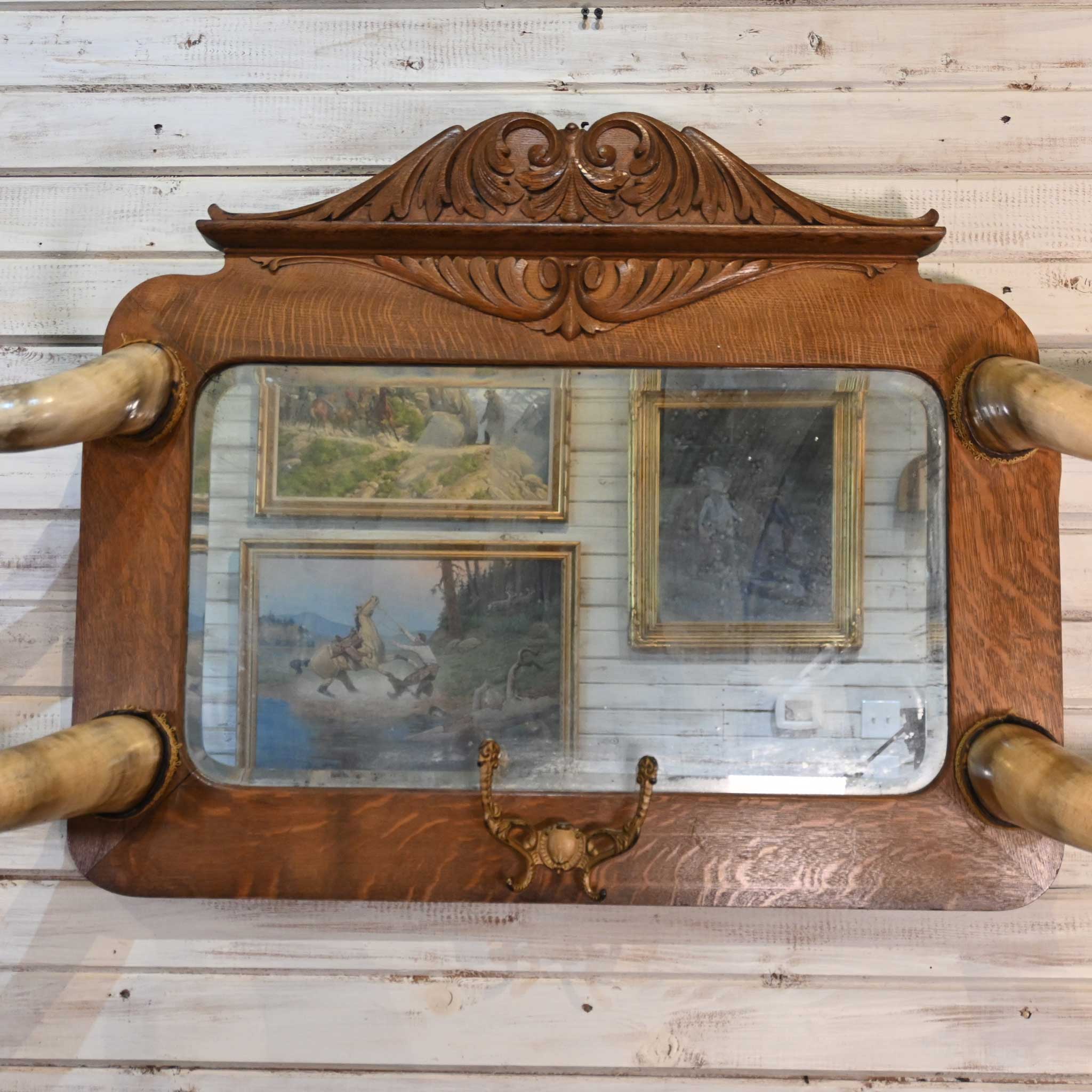 Vintage Horn Mirror Coat Rack - Image 2
