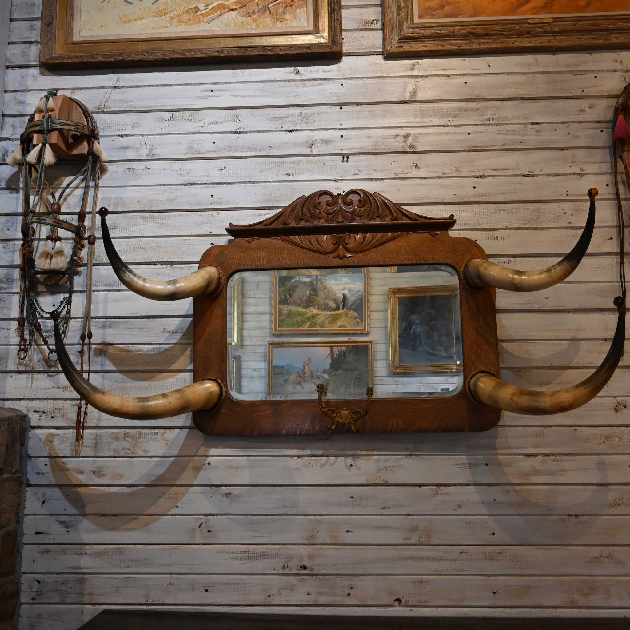 Vintage Horn Mirror Coat Rack - Image 7