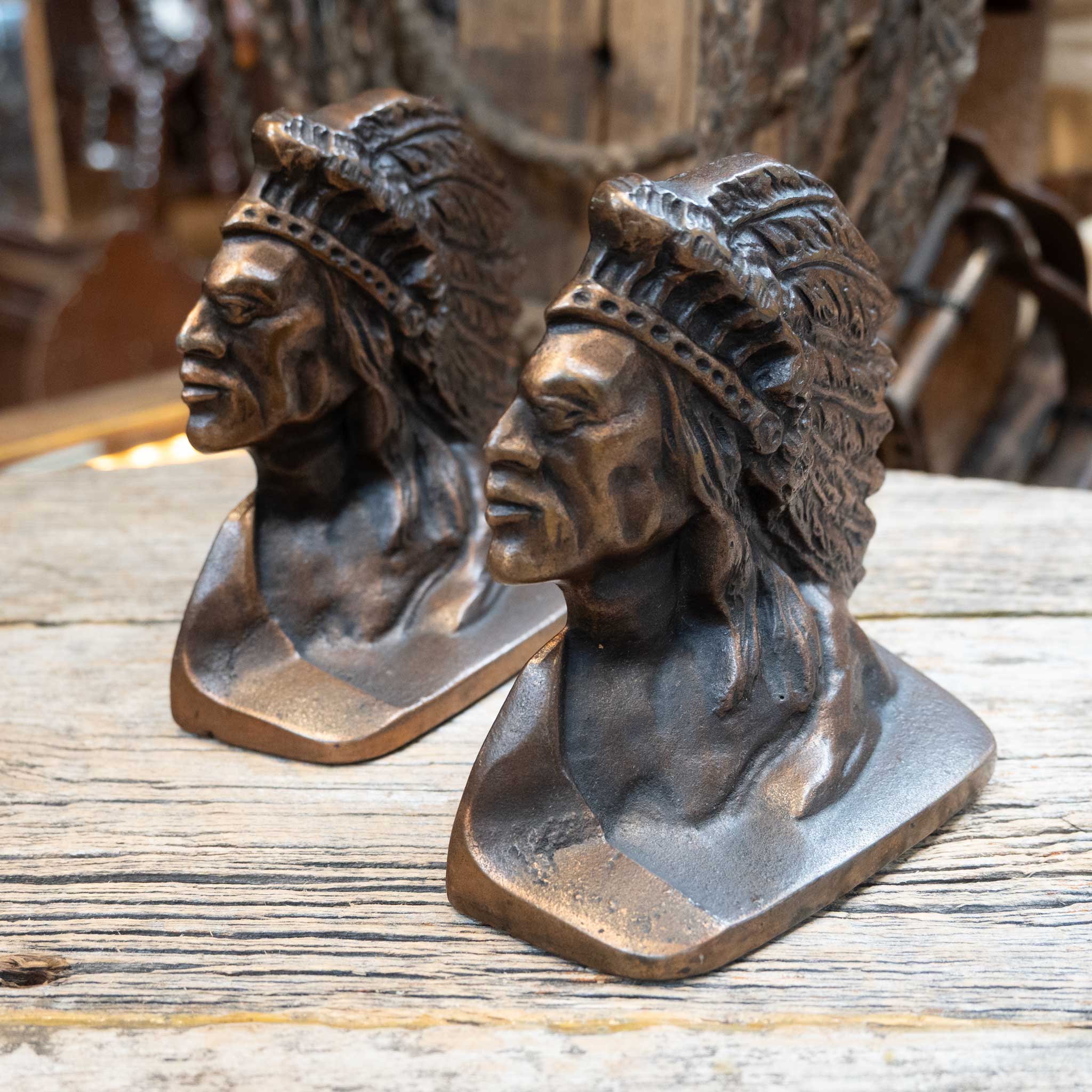 Vintage Indian Chief Bookends - Image 2