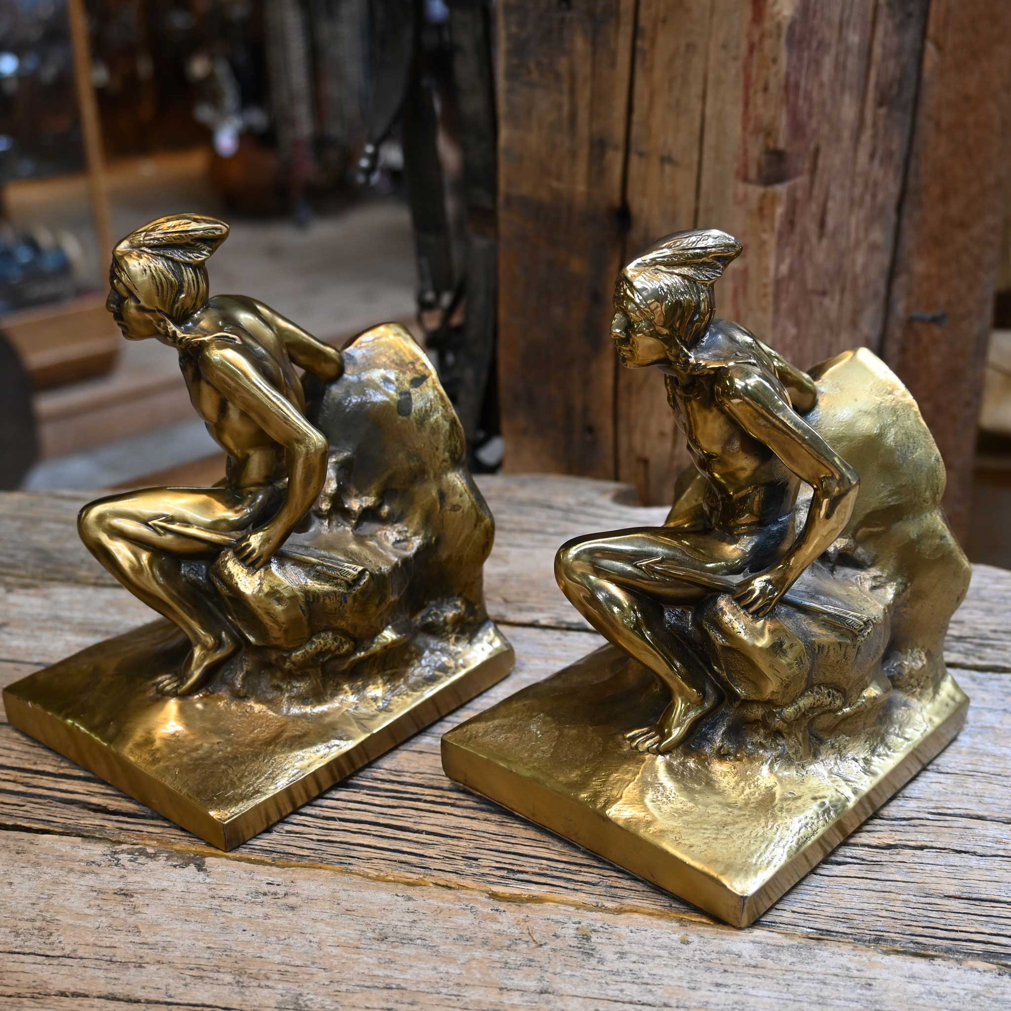 Vintage PM Craftsman Indian Scout Bookends - Image 3