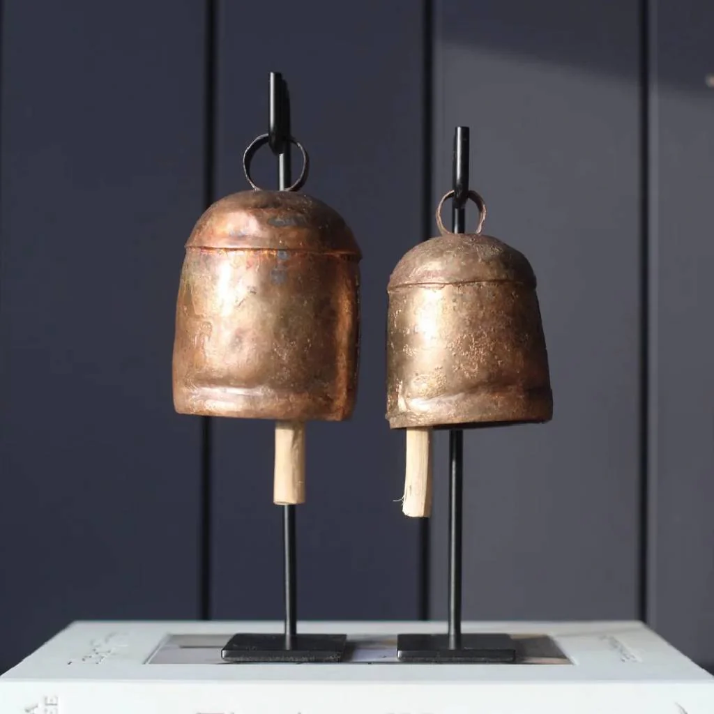 Vintage Inspired Iron Bell Stand Large Set