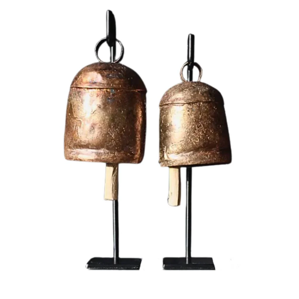 Vintage Inspired Iron Bell Stand Large Set - Image 2