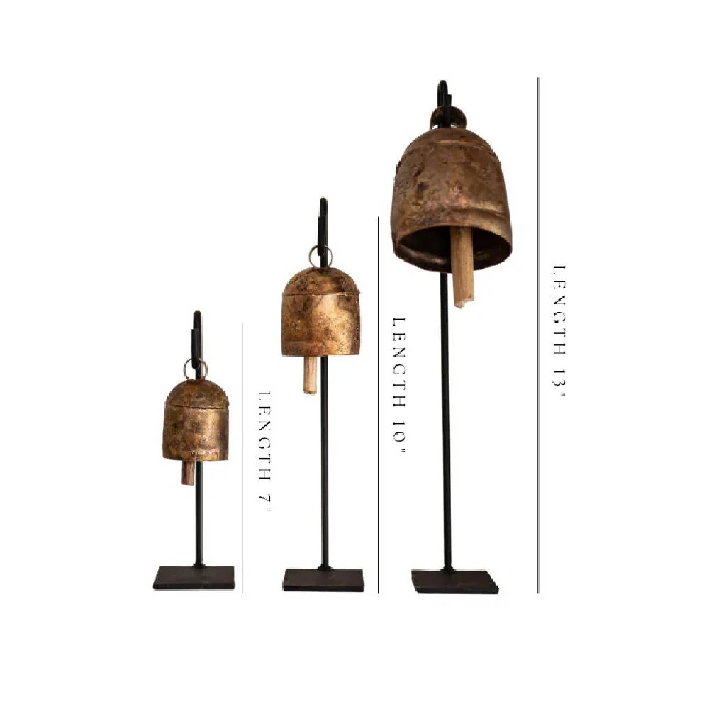 Vintage Inspired Iron Bell Stands - Set of 3 - Image 2