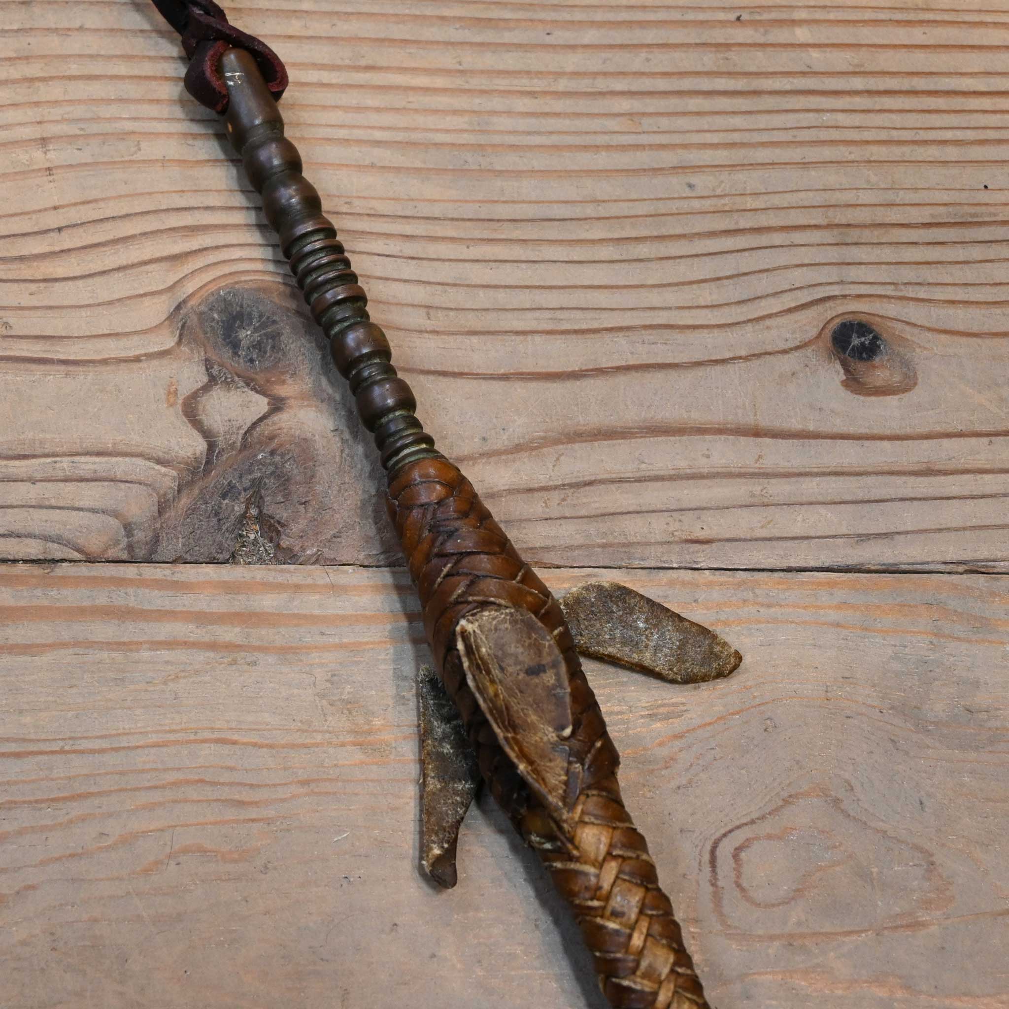 Vintage Leather & Rawhide 27" Quirt - Image 4