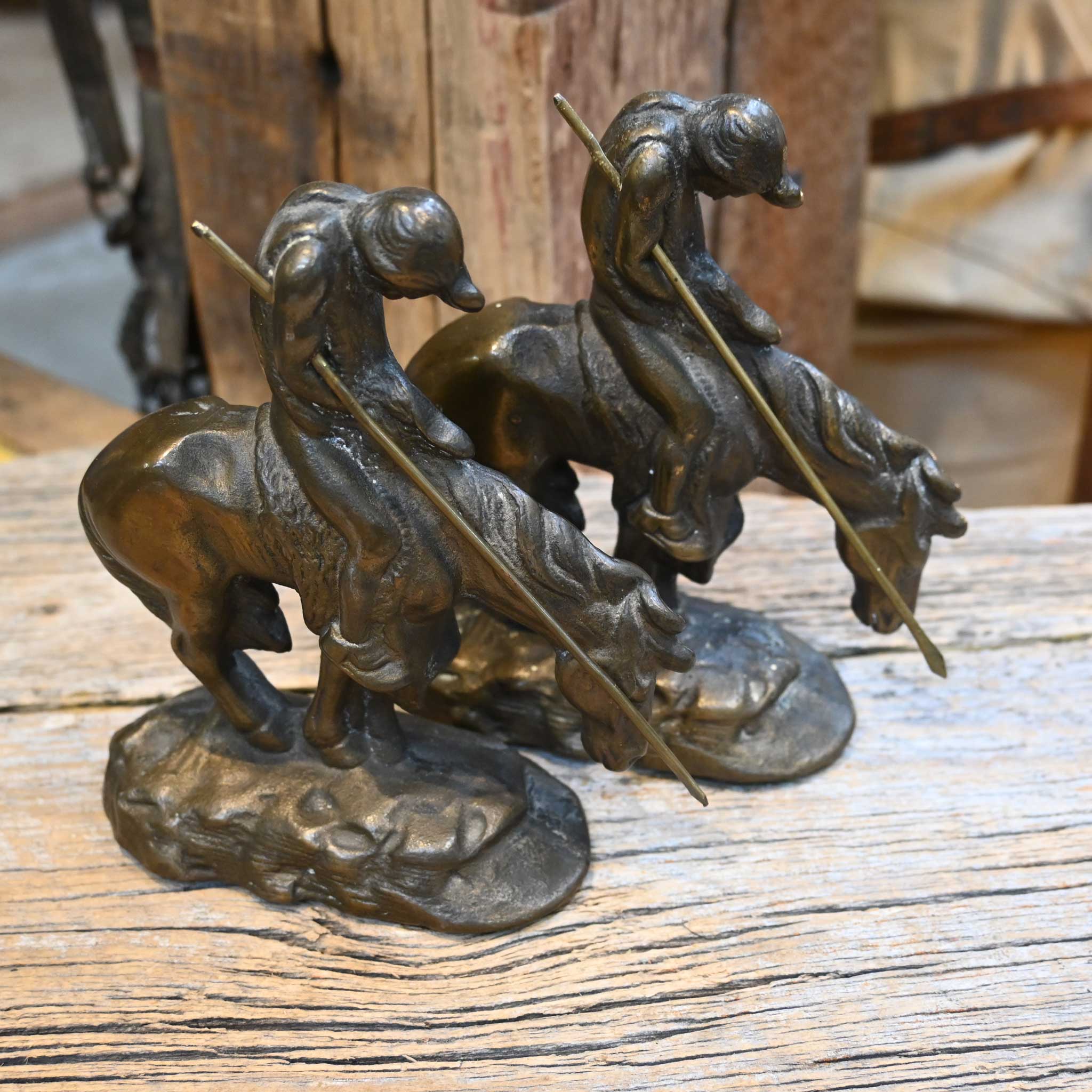 Vintage Little Town Products "End of Trail" Brass Bookends