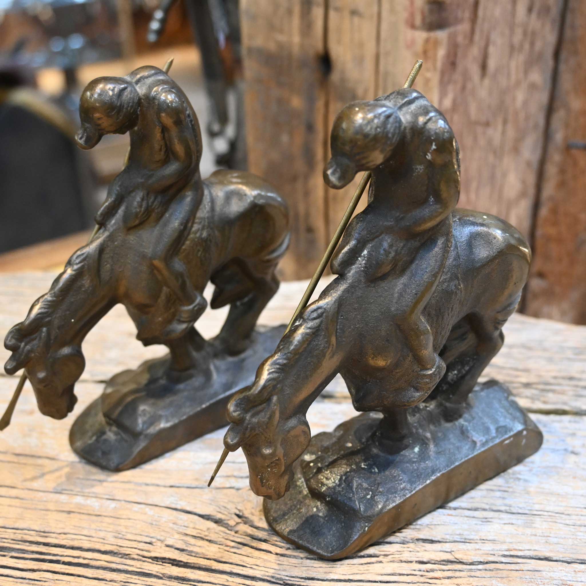 Vintage Little Town Products "End of Trail" Brass Bookends - Image 3