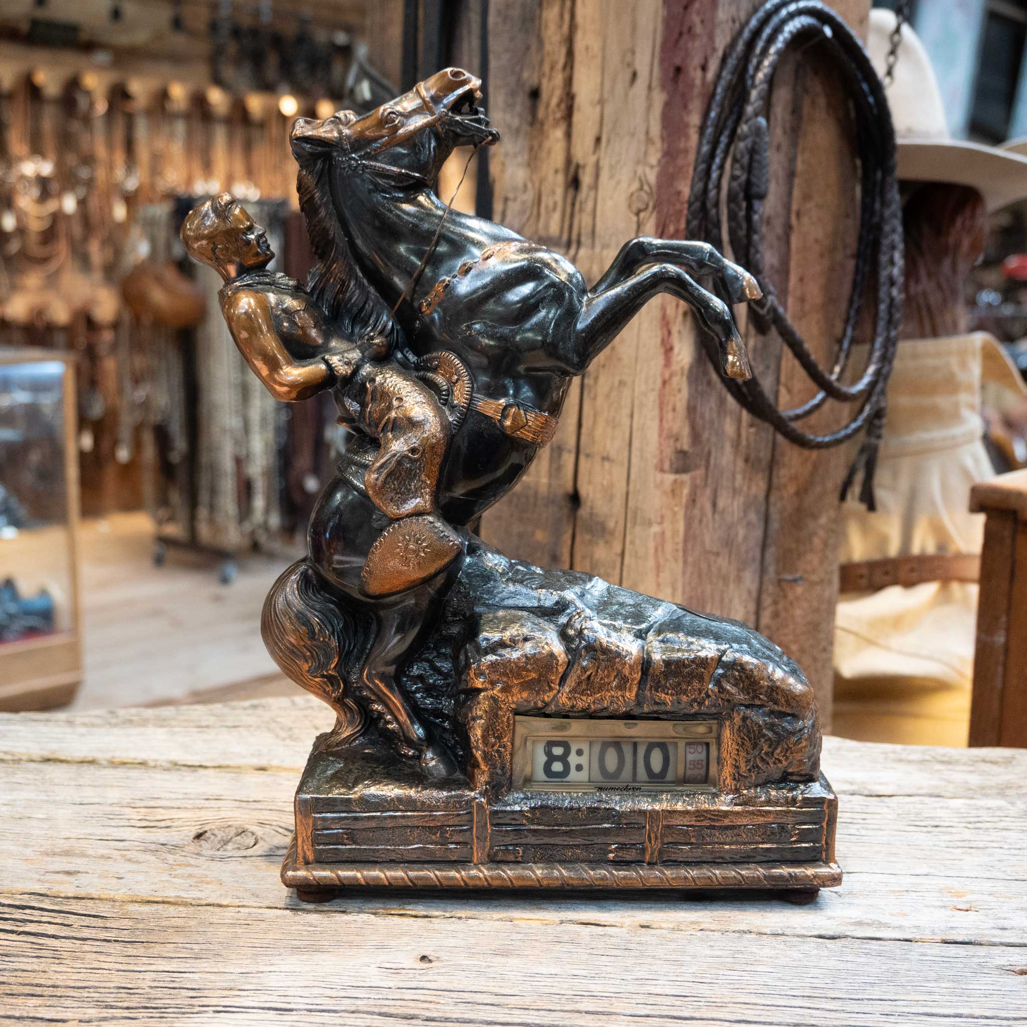 1940's 50's Rearing Horse Cowboy Clock