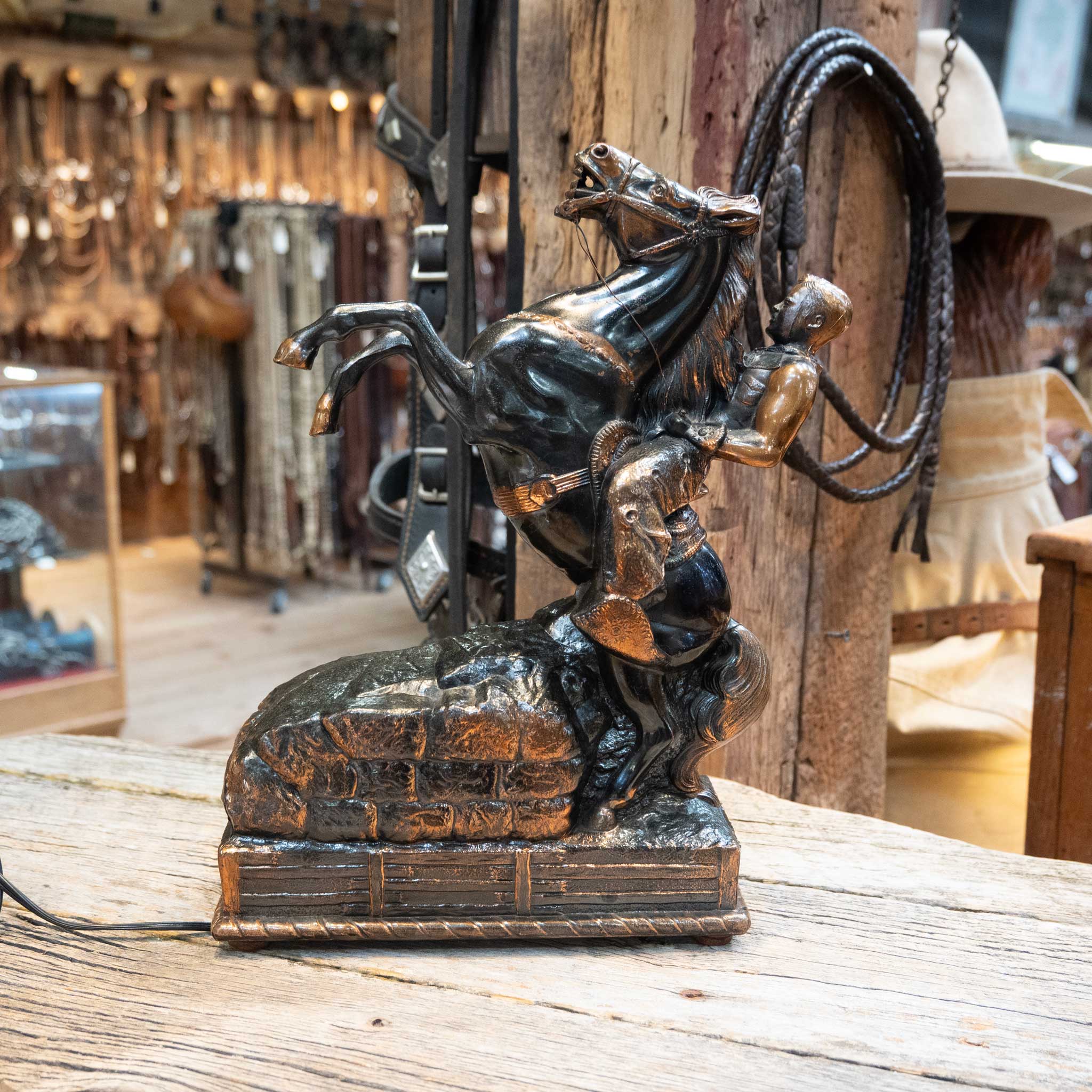 1940's 50's Rearing Horse Cowboy Clock - Image 2