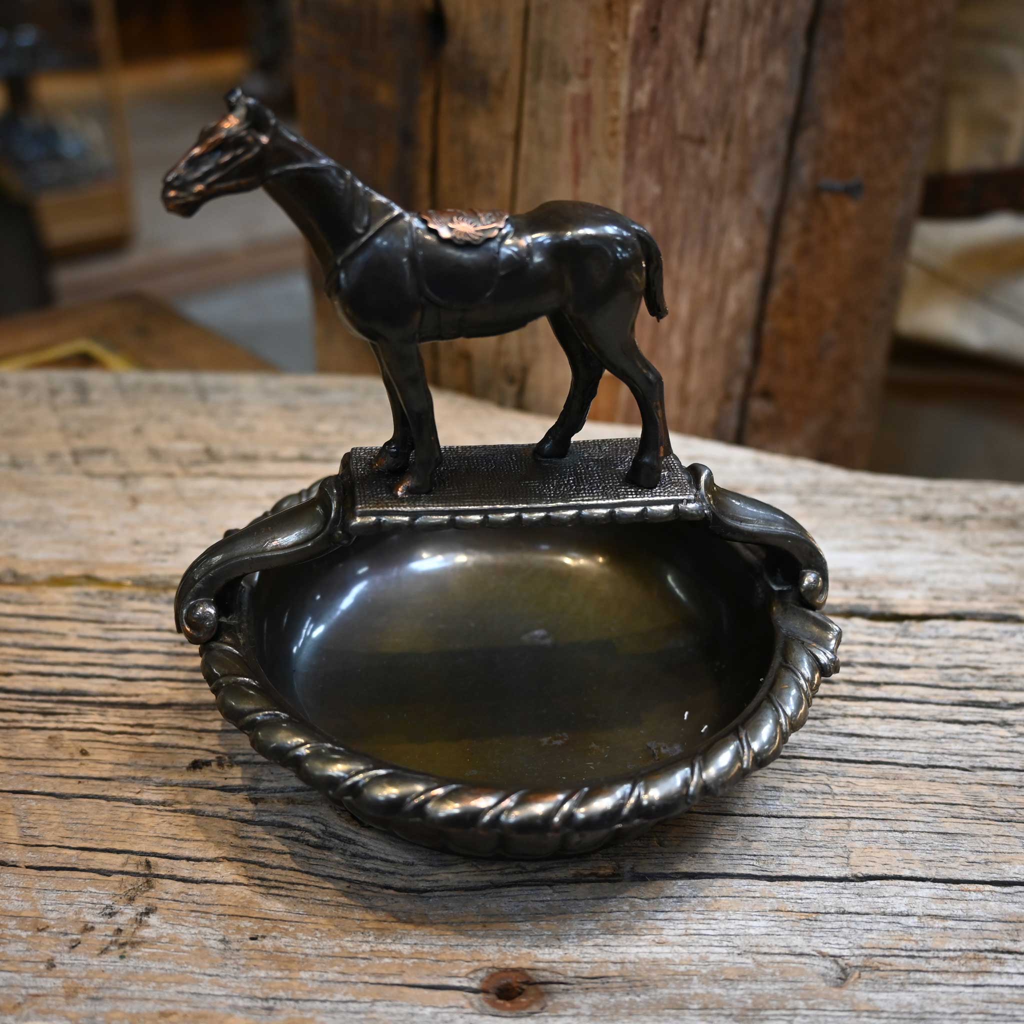 Vintage Mid Century Bronze Horse Coin Dish Souvenir
