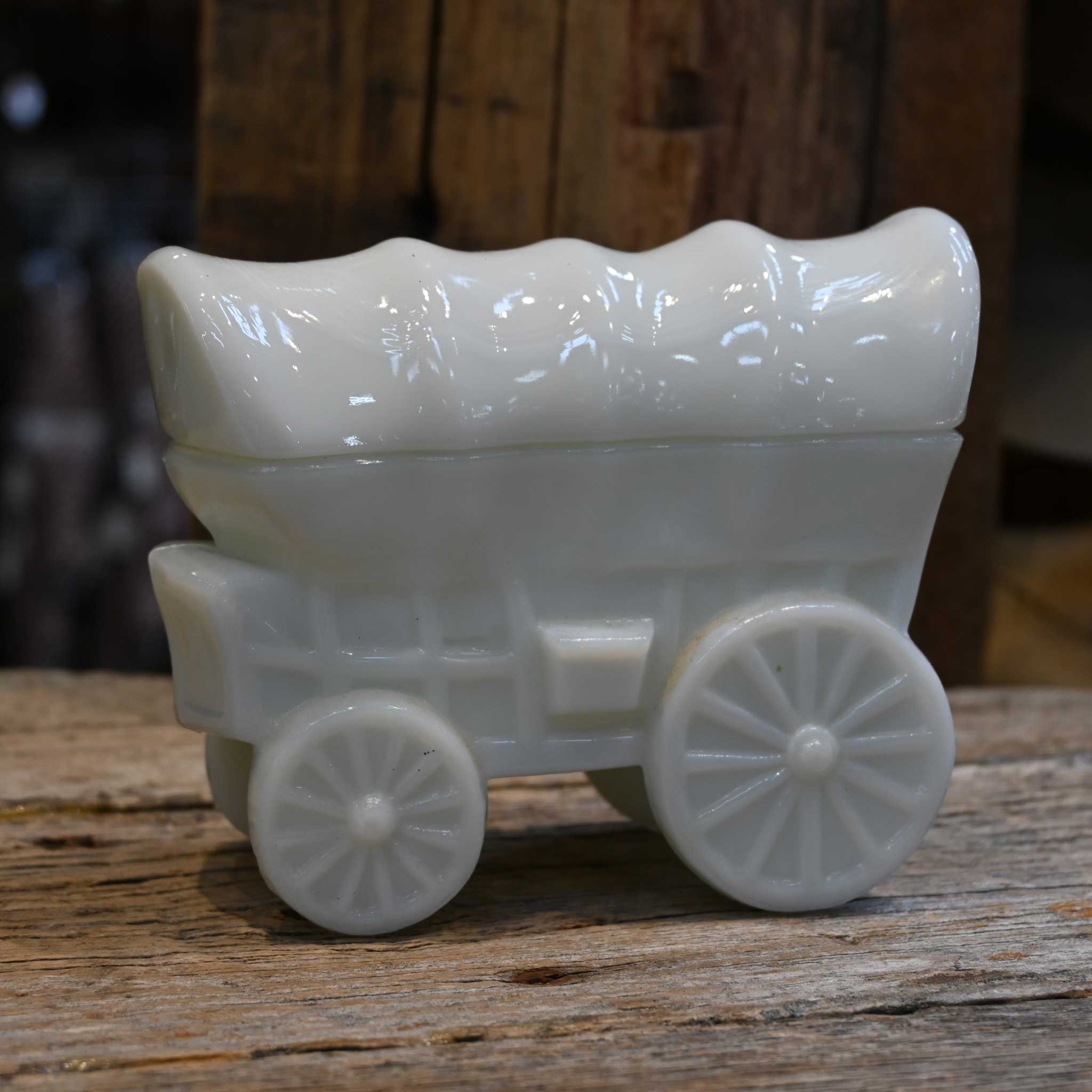 Vintage Milk Glass Covered Wagon