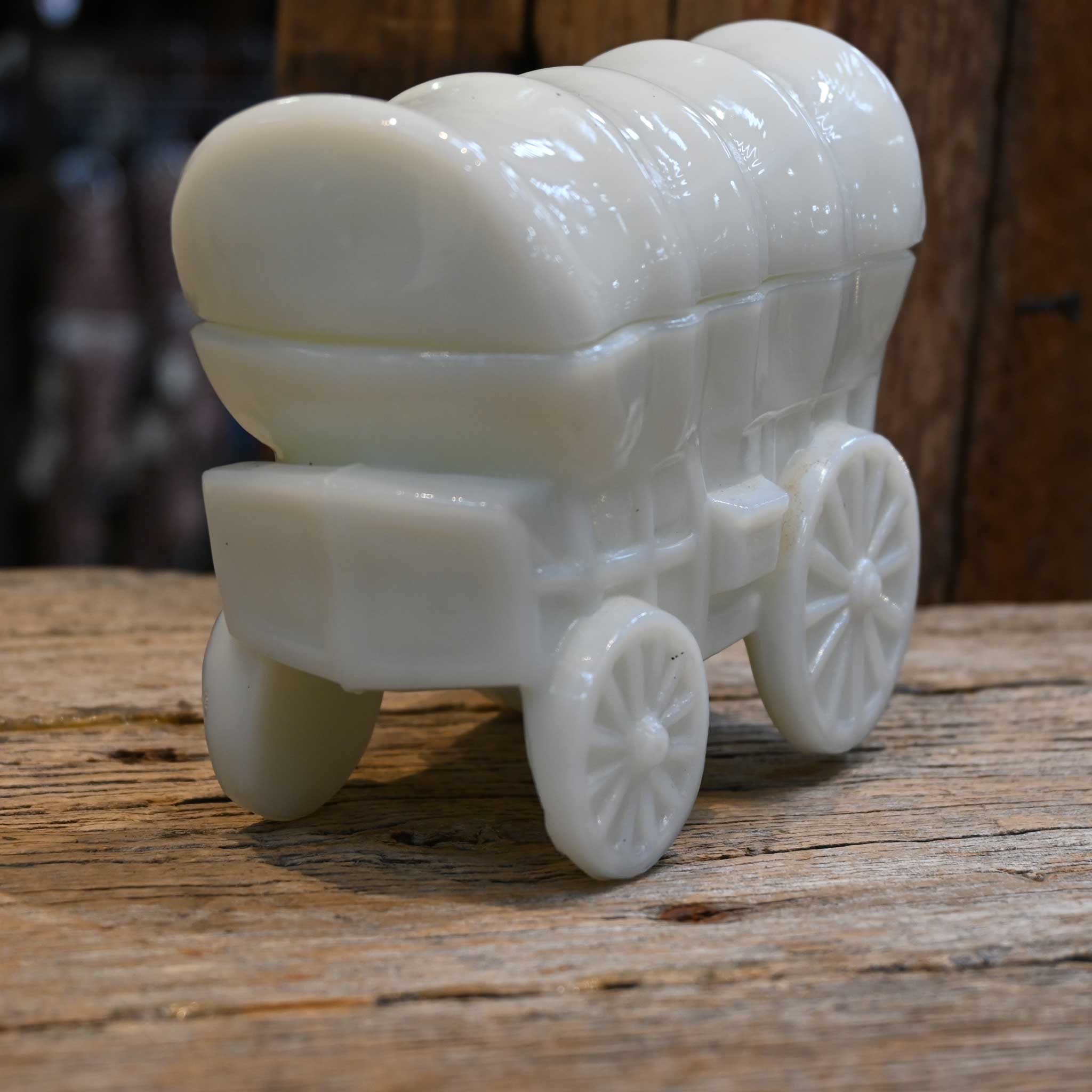 Vintage Milk Glass Covered Wagon - Image 2