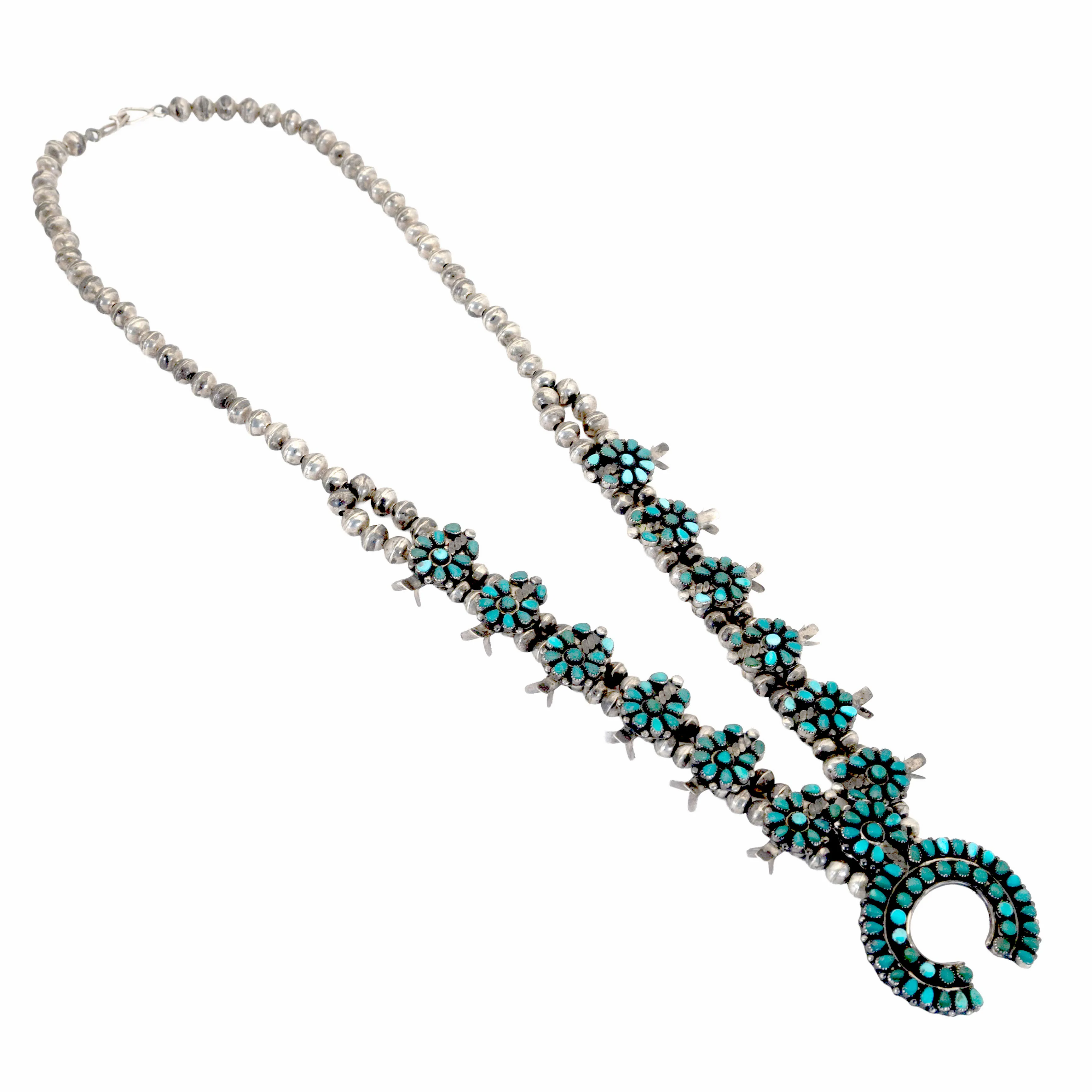 Vintage Multi Turquoise Squash Blossom Necklace - Image 2