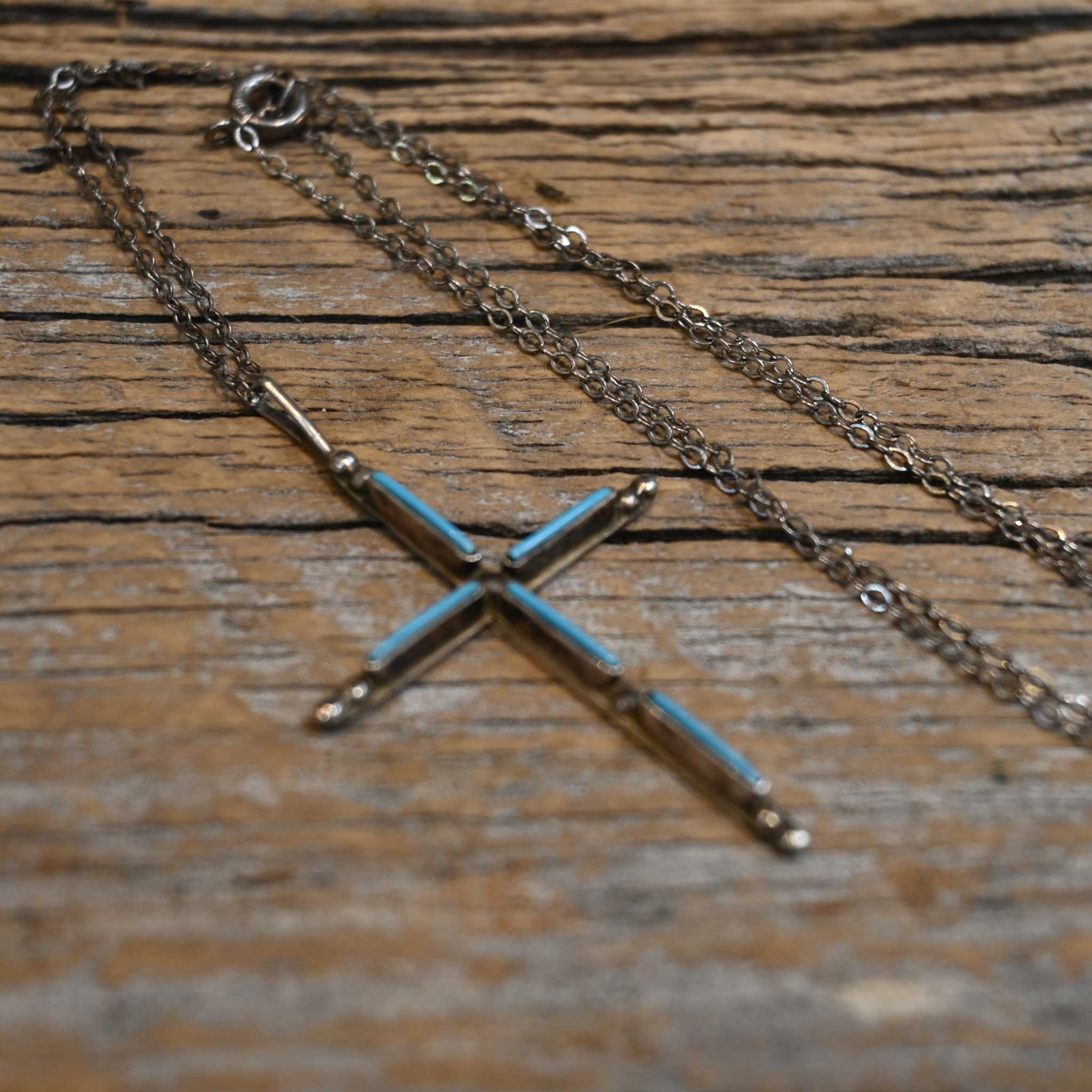 Vintage Navajo Cross Turquoise Cross Pendant - Image 2