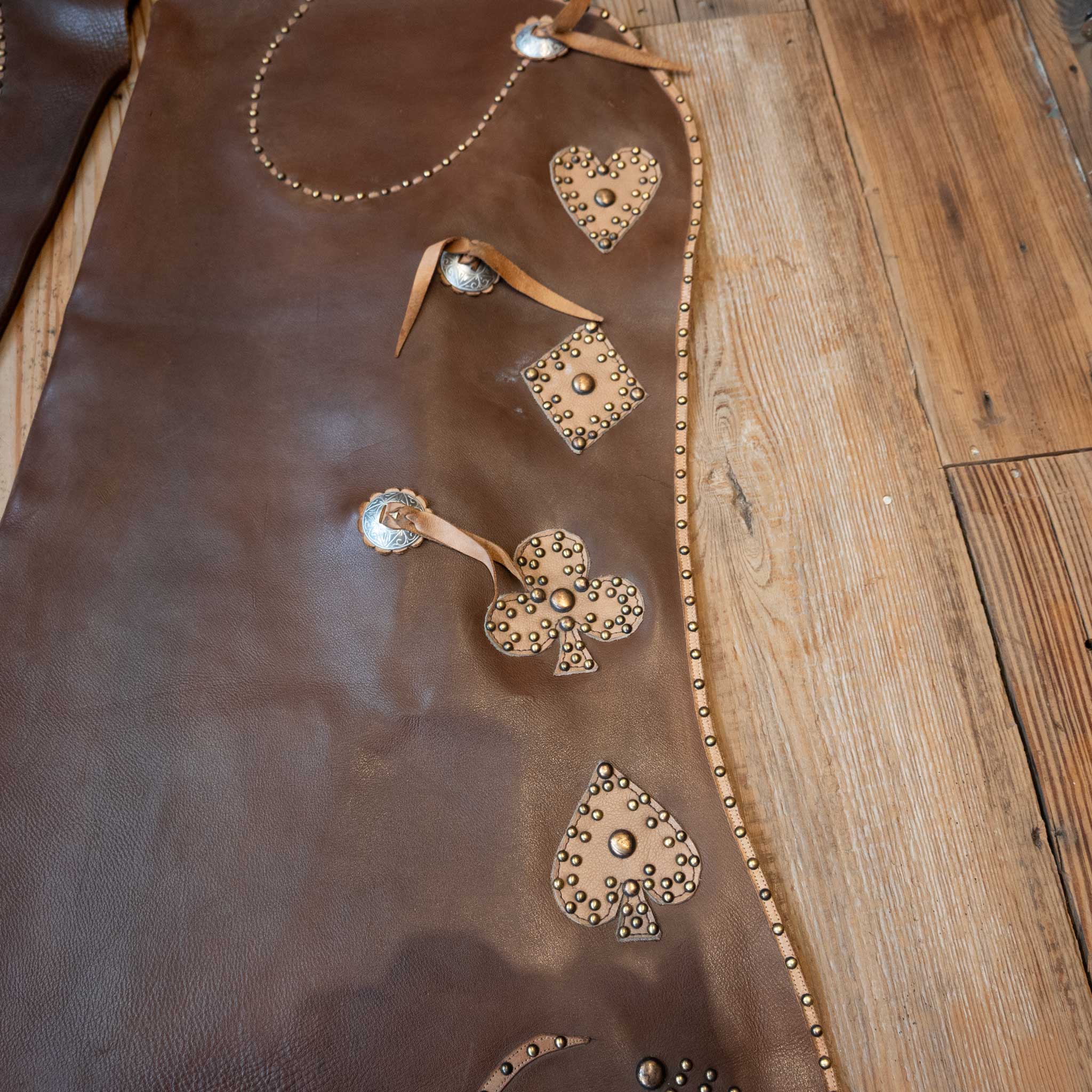 Vintage Handmade Chaps w/Card Suits & Tooled Yoke - Image 3