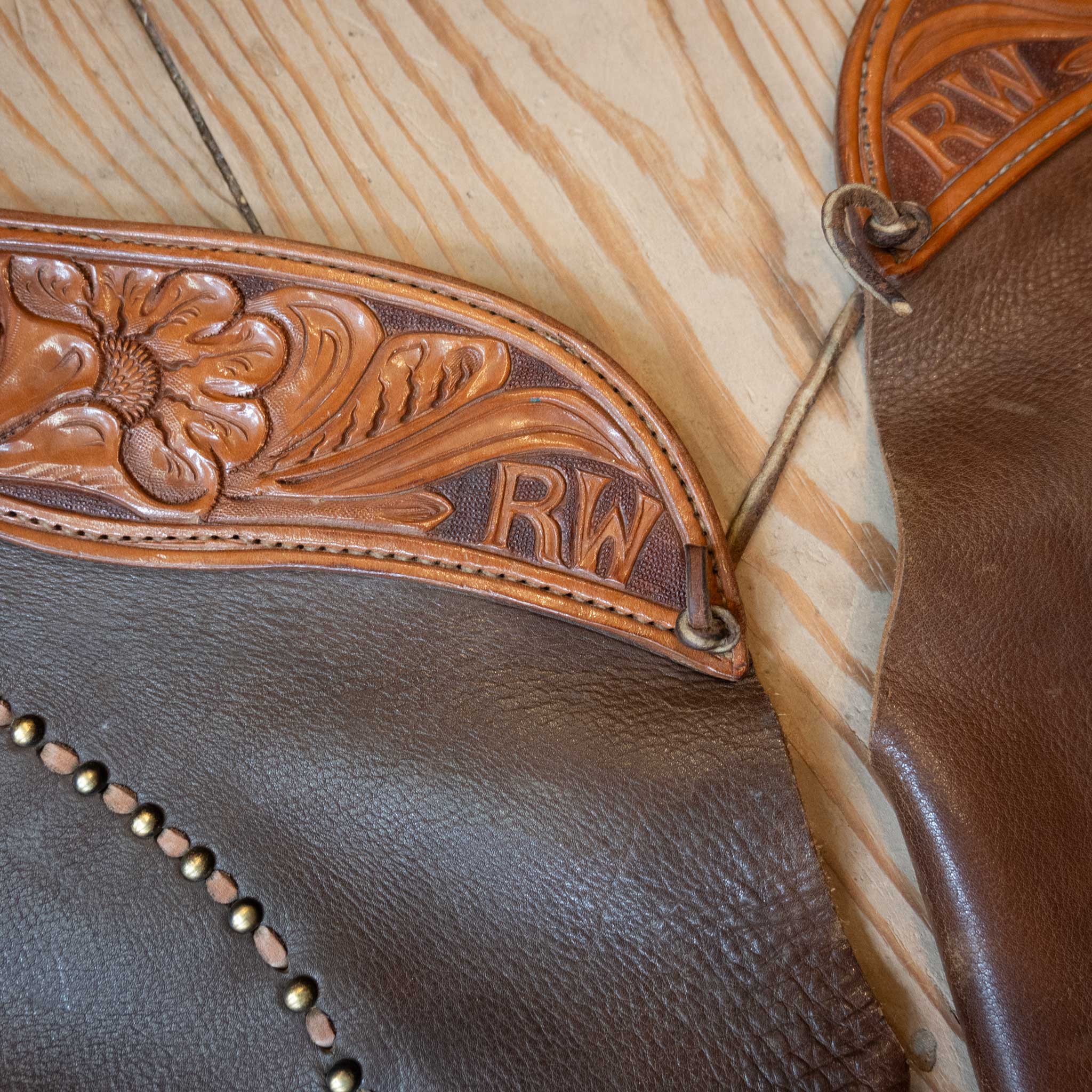 Vintage Handmade Chaps w/Card Suits & Tooled Yoke - Image 4