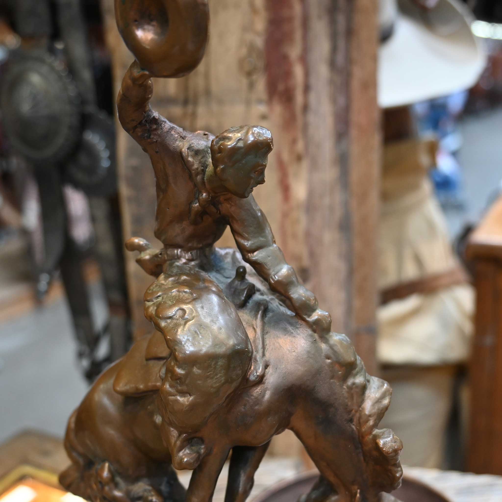 Paul Hertzel Vintage Bronze Clad Cowboy Dish - Image 3