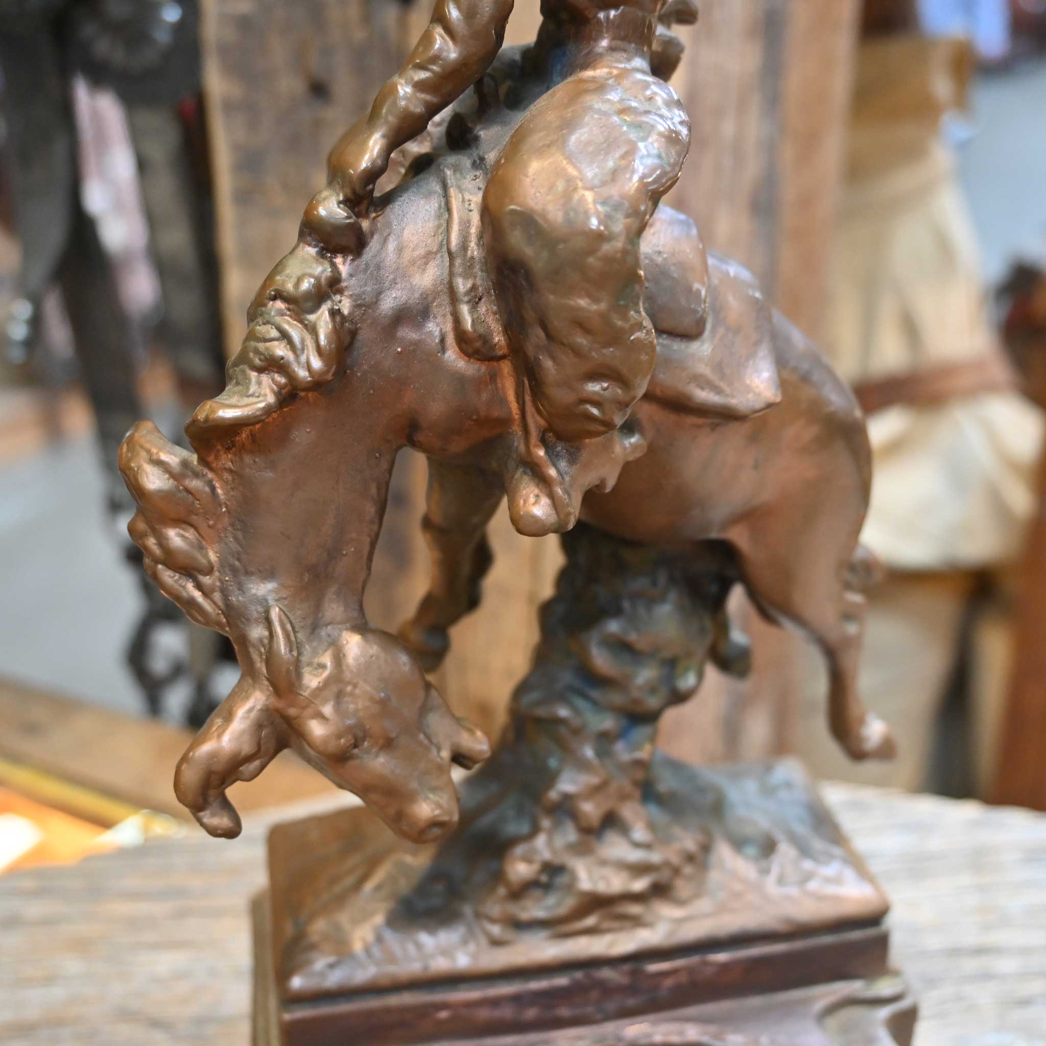 Paul Hertzel Vintage Bronze Clad Cowboy Dish - Image 4