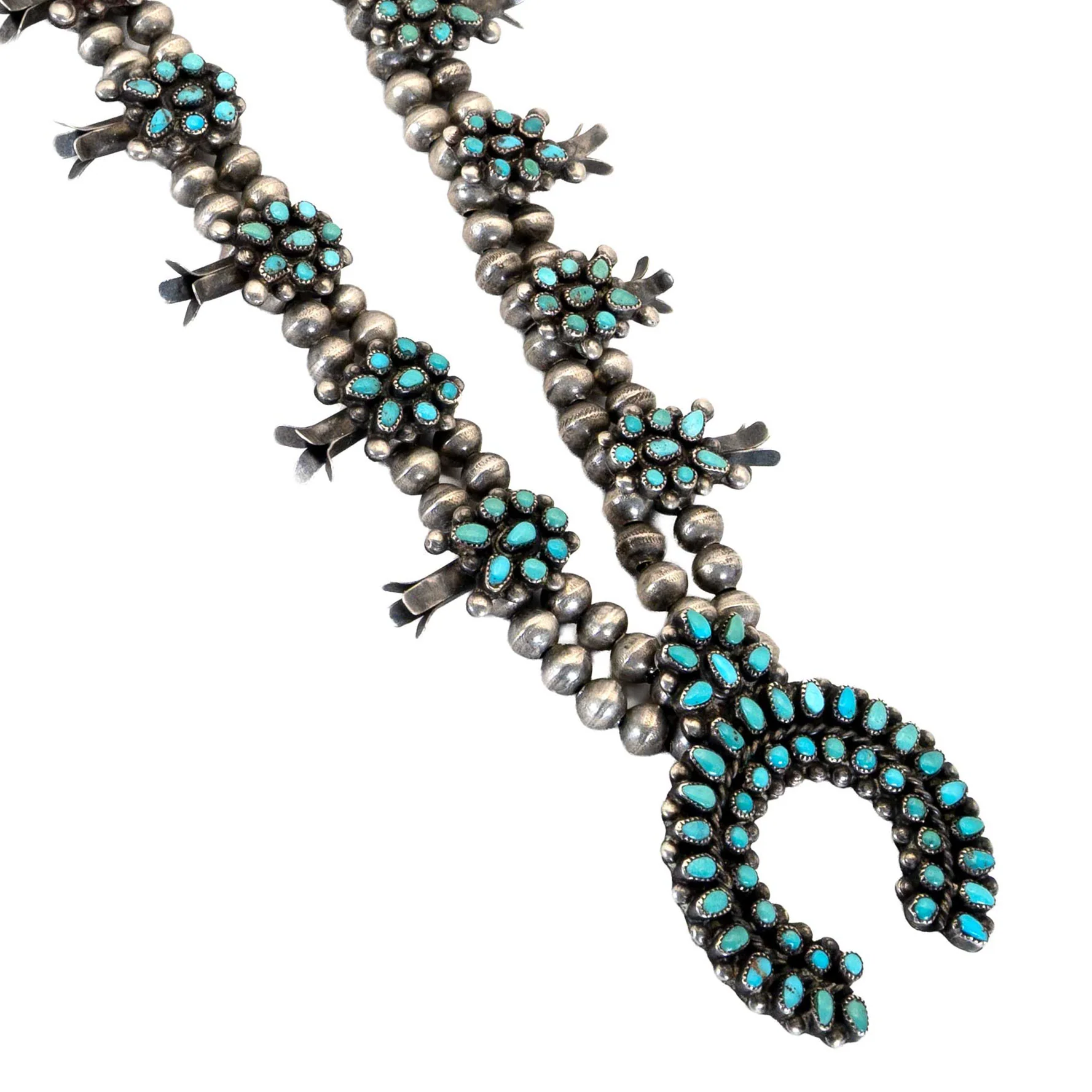 Vintage Petite Point Squash Blossom Necklace