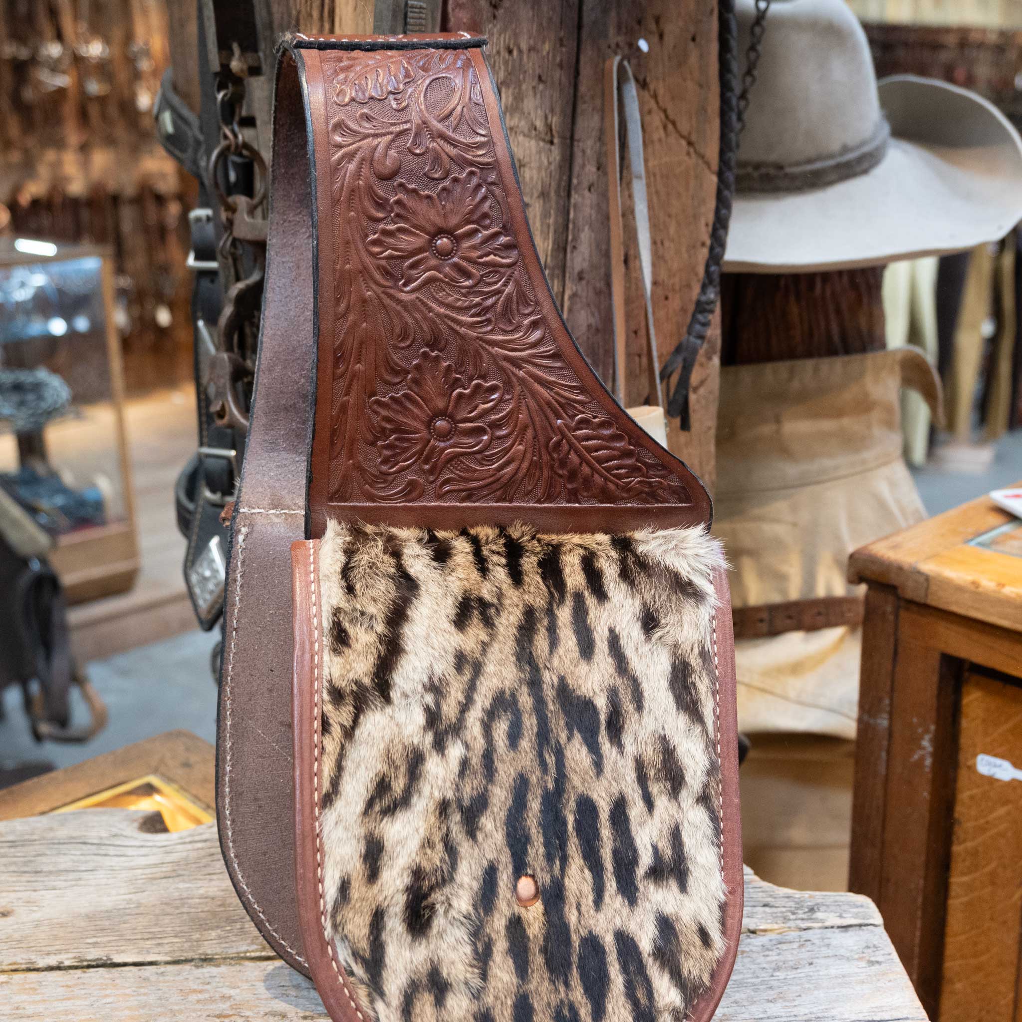 Vintage Leopard Hide Saddle Bags - Image 2