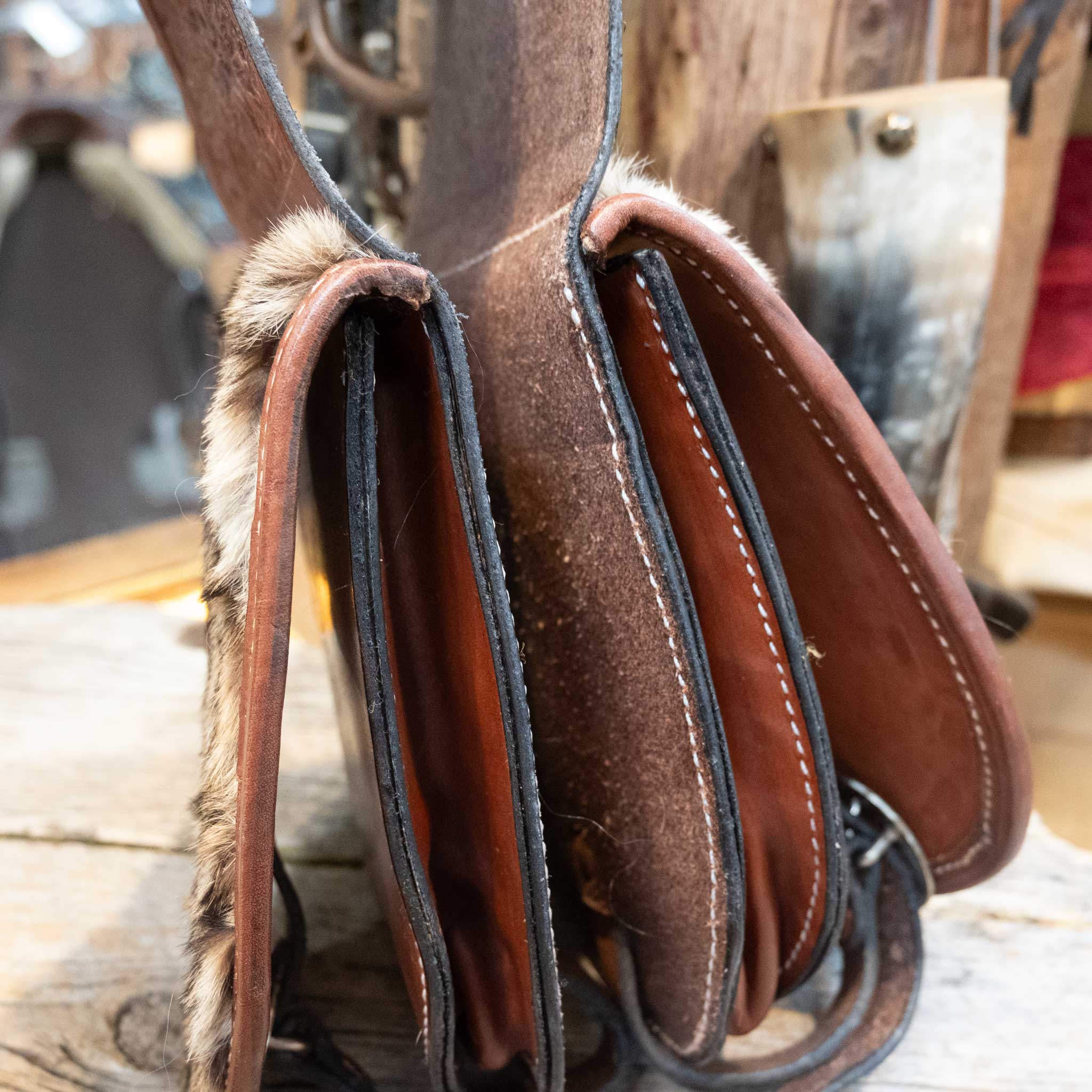 Vintage Leopard Hide Saddle Bags - Image 3