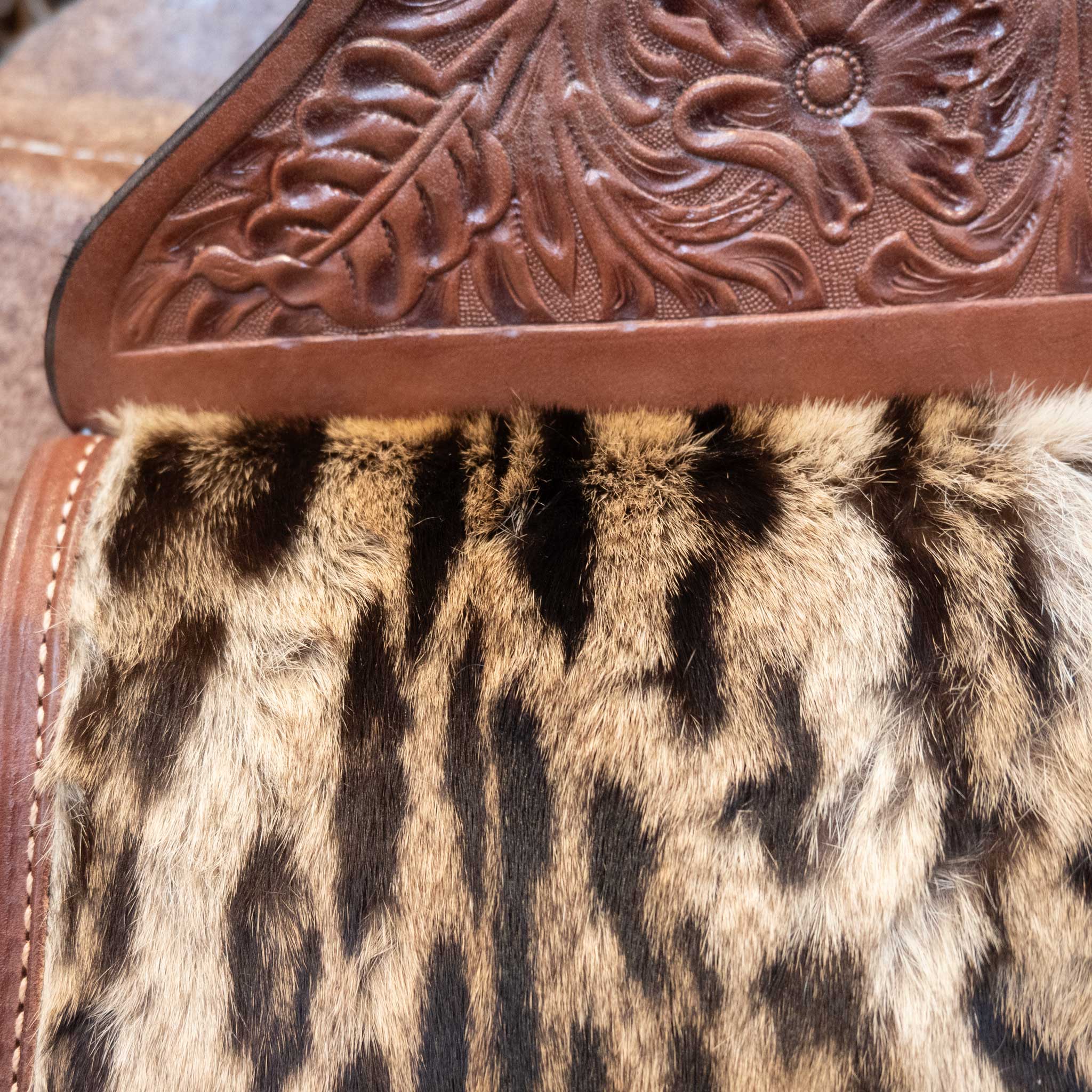 Vintage Leopard Hide Saddle Bags - Image 4