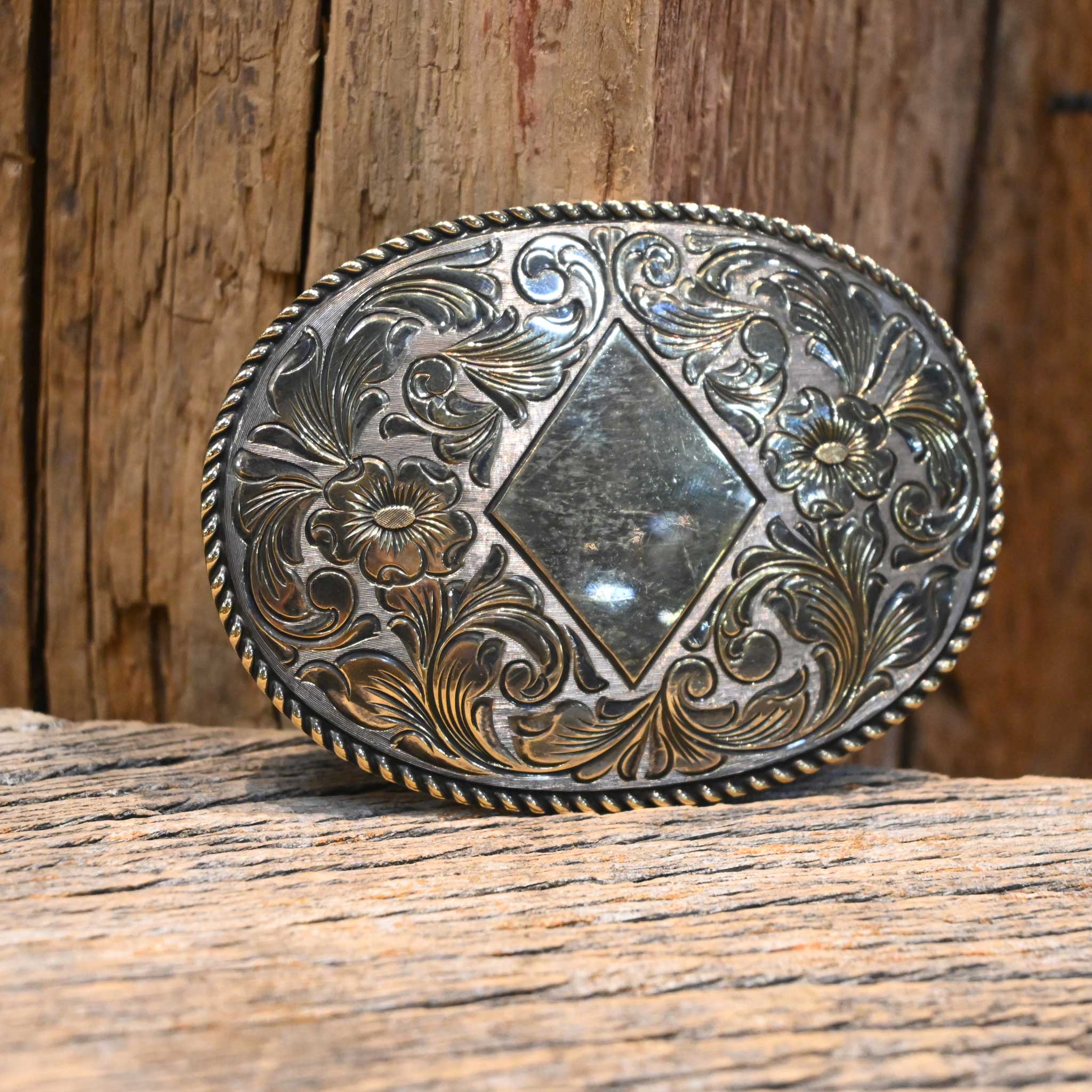 Vintage San Carlos Sterling Silver & 22k Gold Belt Buckle - Image 2