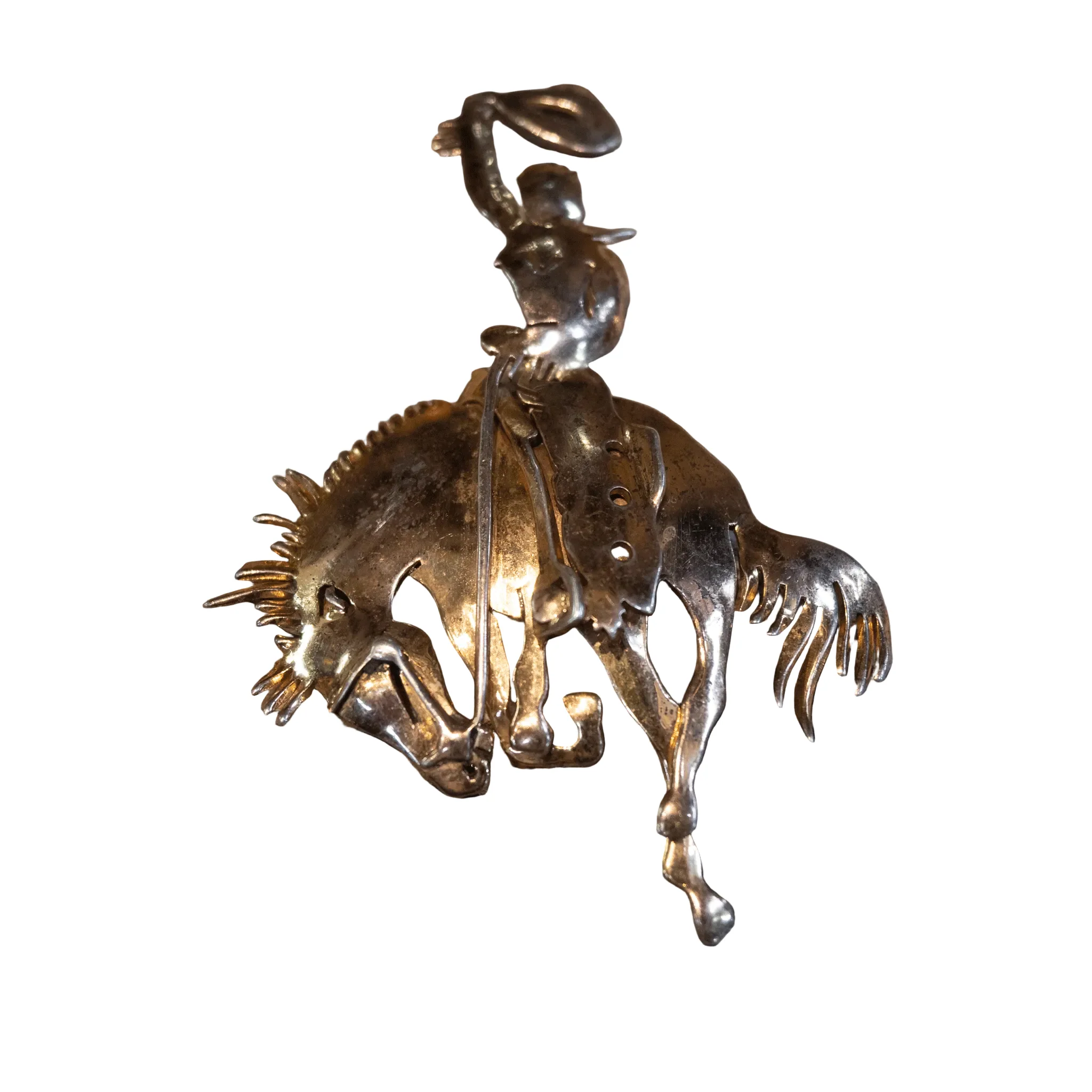 Vintage Sterling Silver Gold Finish Bucking Horse Pin