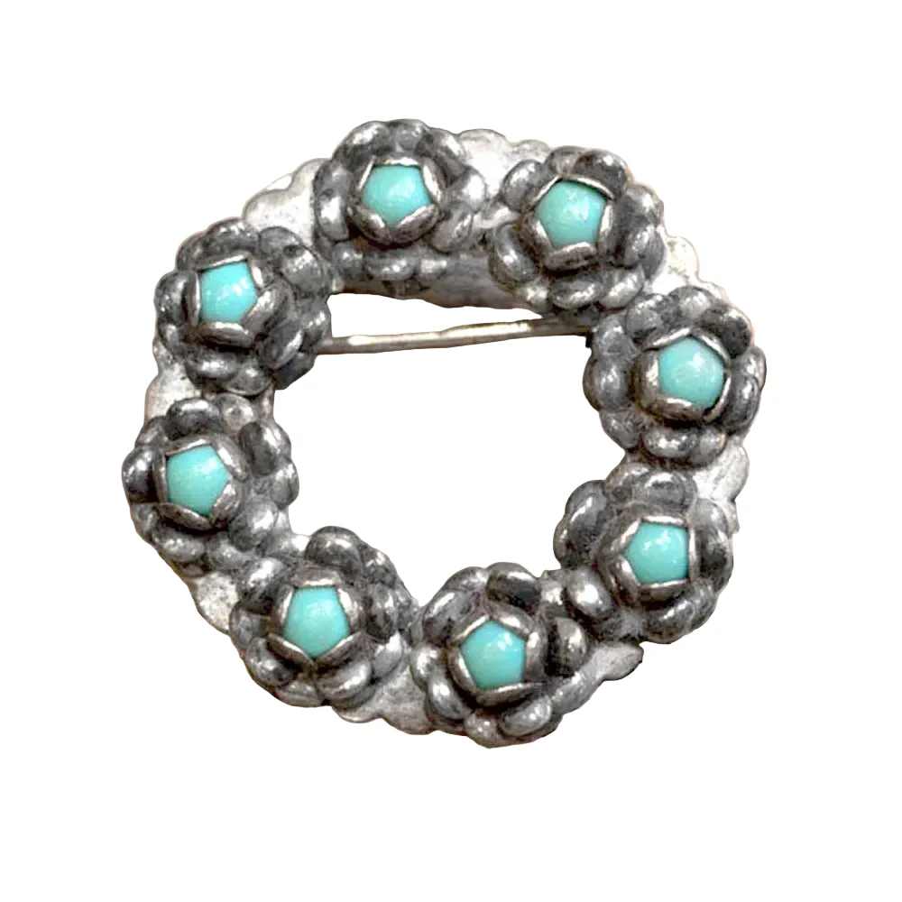 Vintage Round Turquoise Lapel Pin