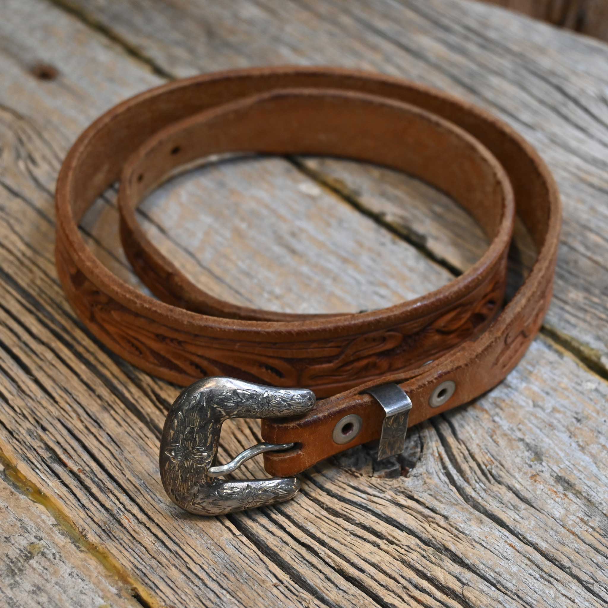 Vintage Sunset Trails 3pc Buckle on Jedlickas 28" Belt
