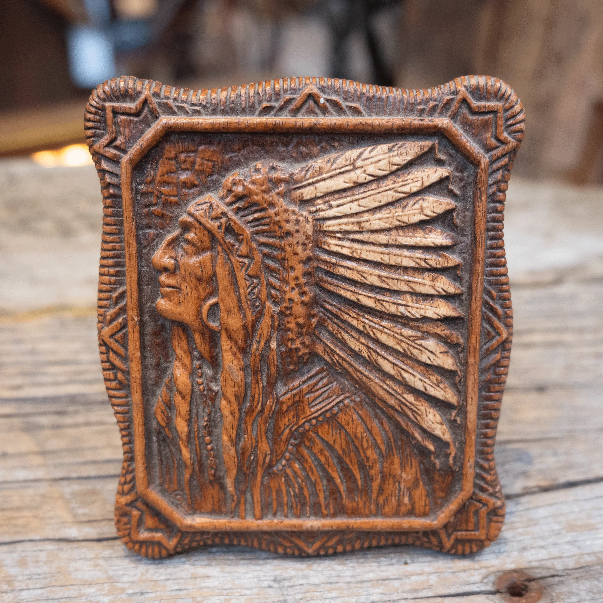 Vintage Syroco Wood Chip Indian Chief
