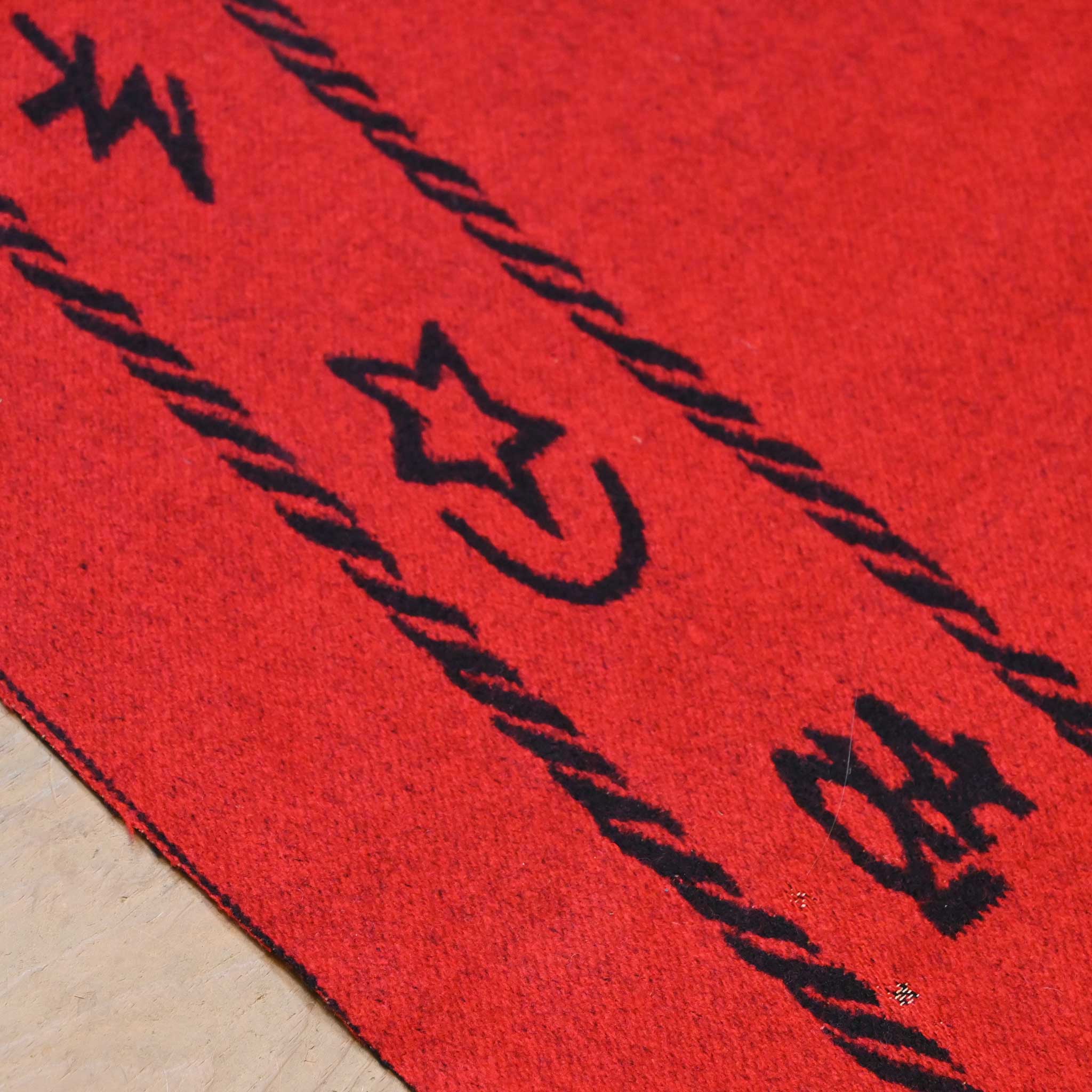 Vintage Wool Bucking Horse Red Blanket w/ Brands - Image 7