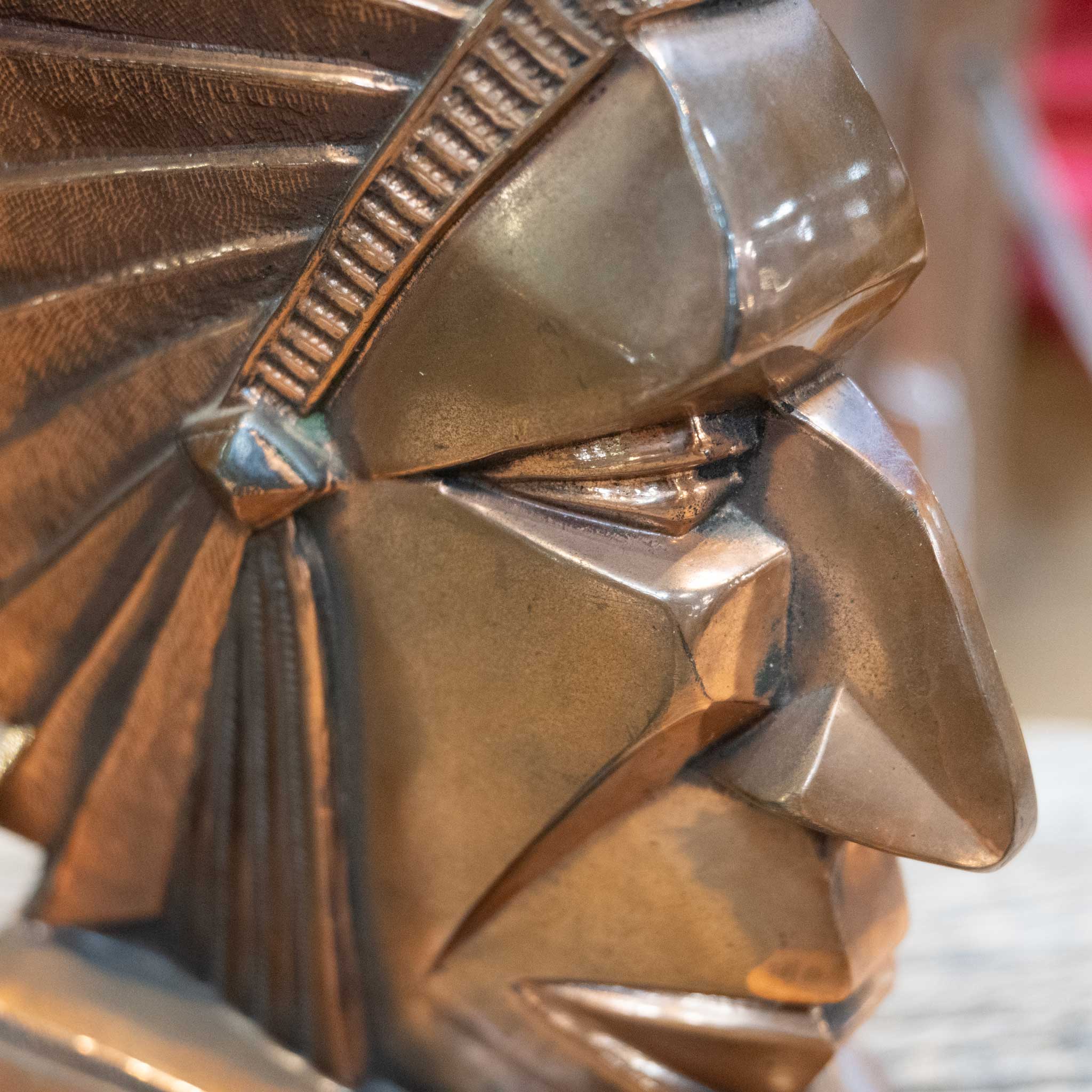 Vintage Art Deco Native American Chief Bookends - Image 3