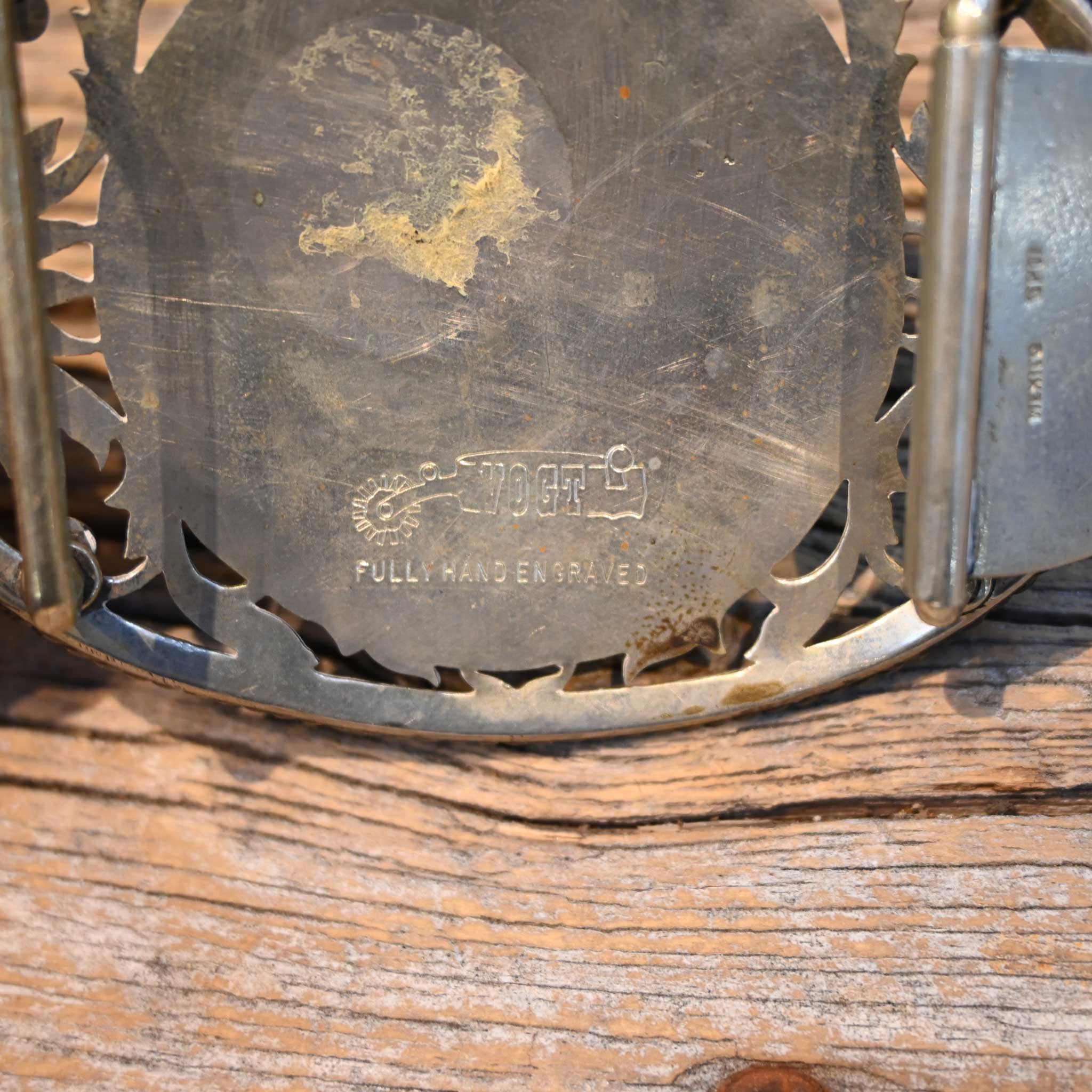 Vintage Hand engraved VOGT Belt Buckle w/Brass Rider - Image 2